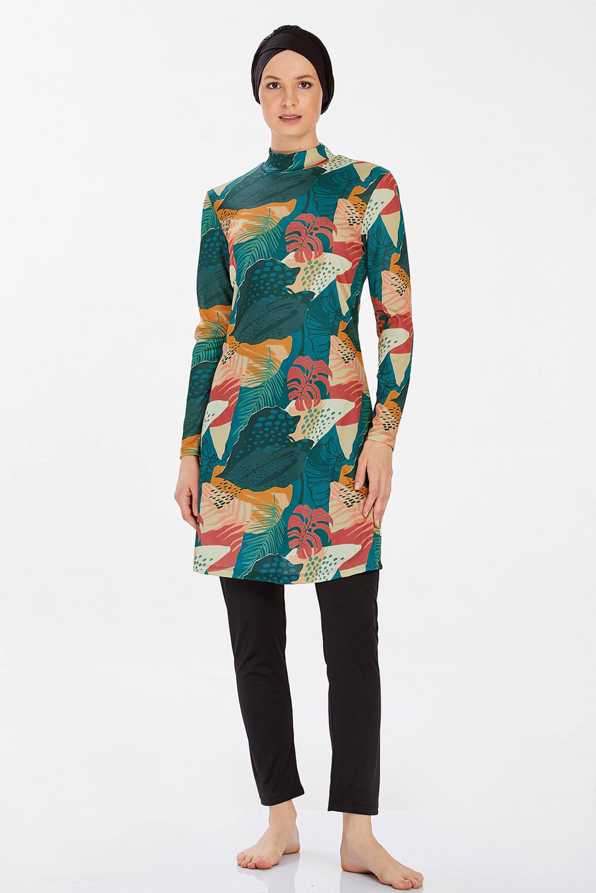 Vêtements hijab NOIR MAILLOT DE BAIN HIJAB À MOTIFS 9210