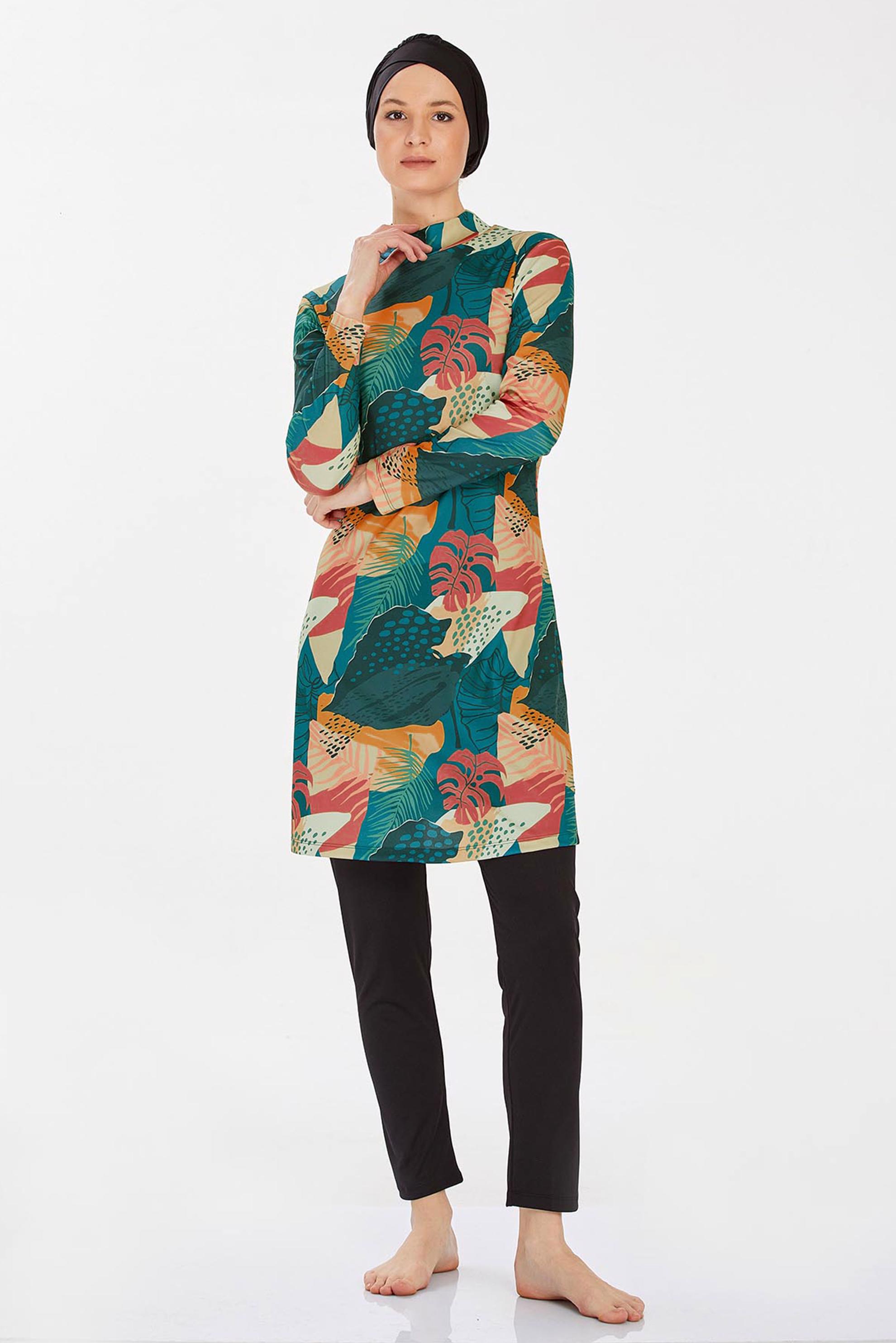 Vêtements hijab NOIR MAILLOT DE BAIN HIJAB À MOTIFS 9210