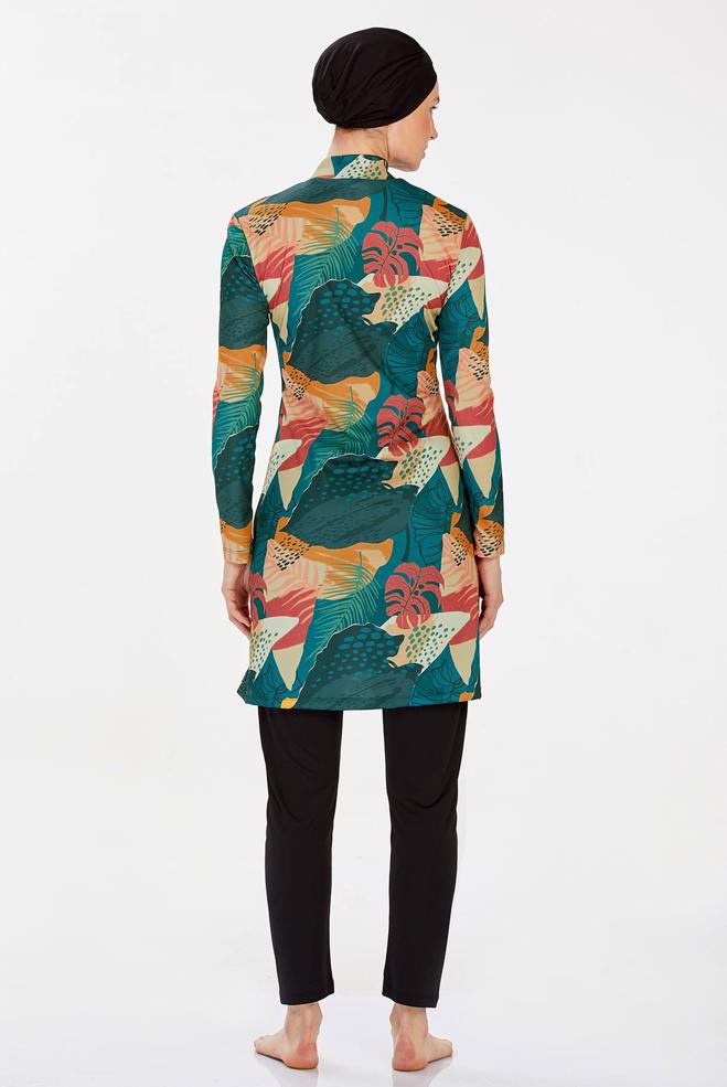 Vêtements hijab NOIR MAILLOT DE BAIN HIJAB À MOTIFS 9210 - ALVİNA