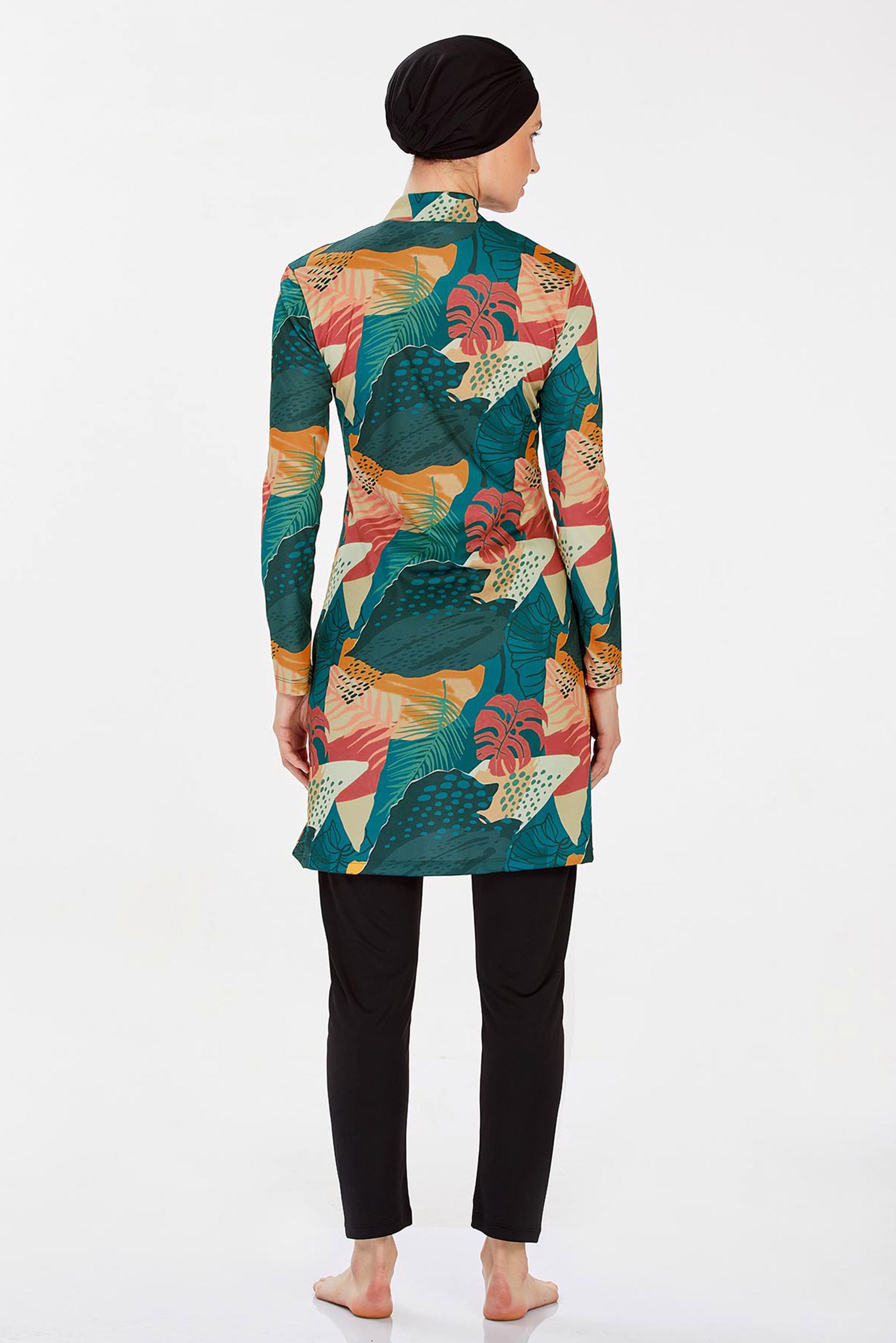 Vêtements hijab NOIR MAILLOT DE BAIN HIJAB À MOTIFS 9210