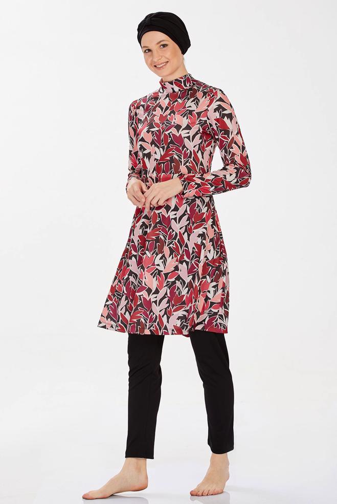 Vêtements hijab NOIR MAILLOT DE BAIN HIJAB À MOTIFS 9220 - ALVİNA