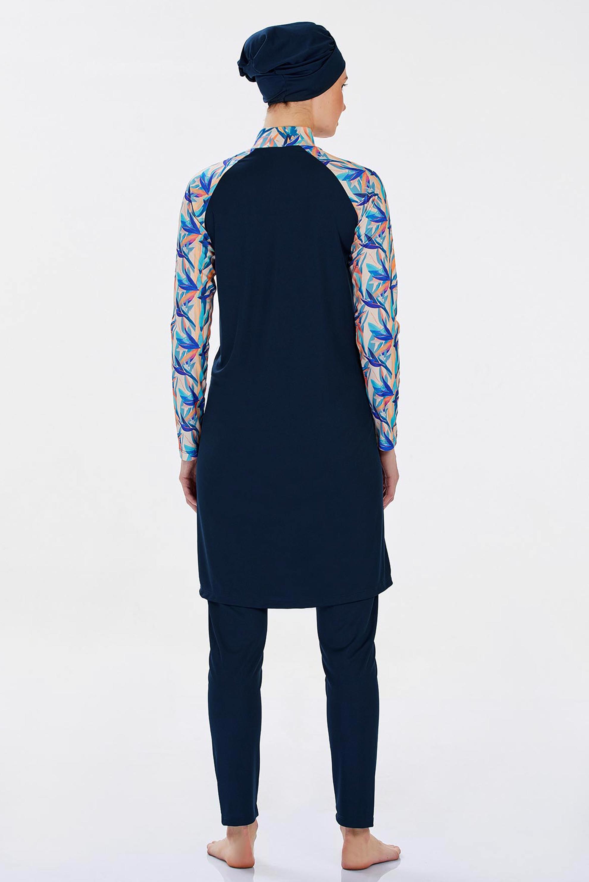 Tesettür giyim LACİVERT DESENLİ TESETTÜR MAYO 9235