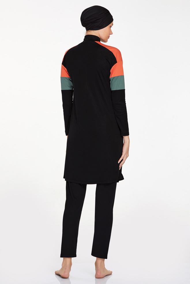 Vêtements hijab NOIR MAILLOT DE BAIN HIJAB ZIPPÉ 9241 - ALVİNA