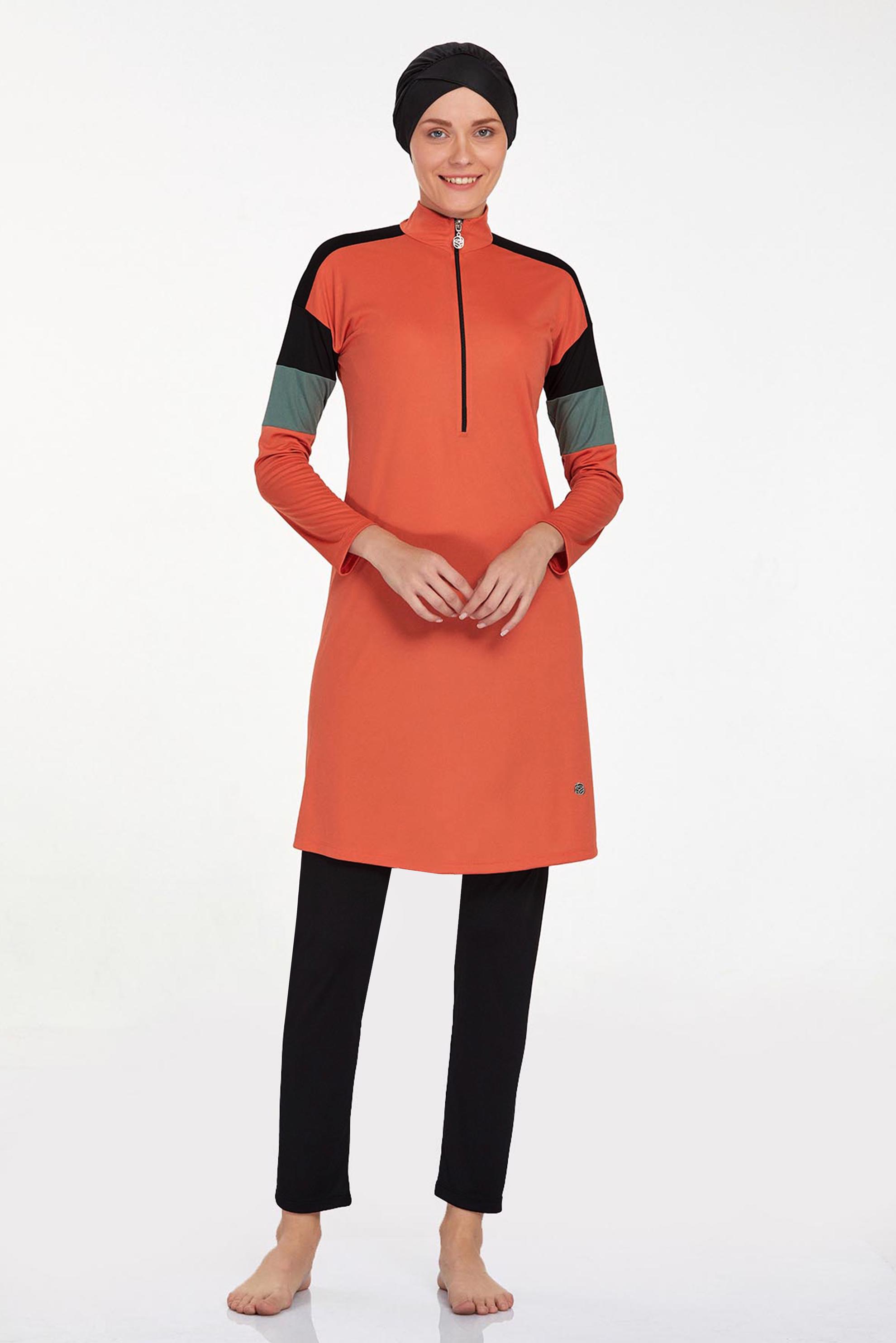 Vêtements hijab BRUN MAILLOT DE BAIN HIJAB ZIPPÉ 9241