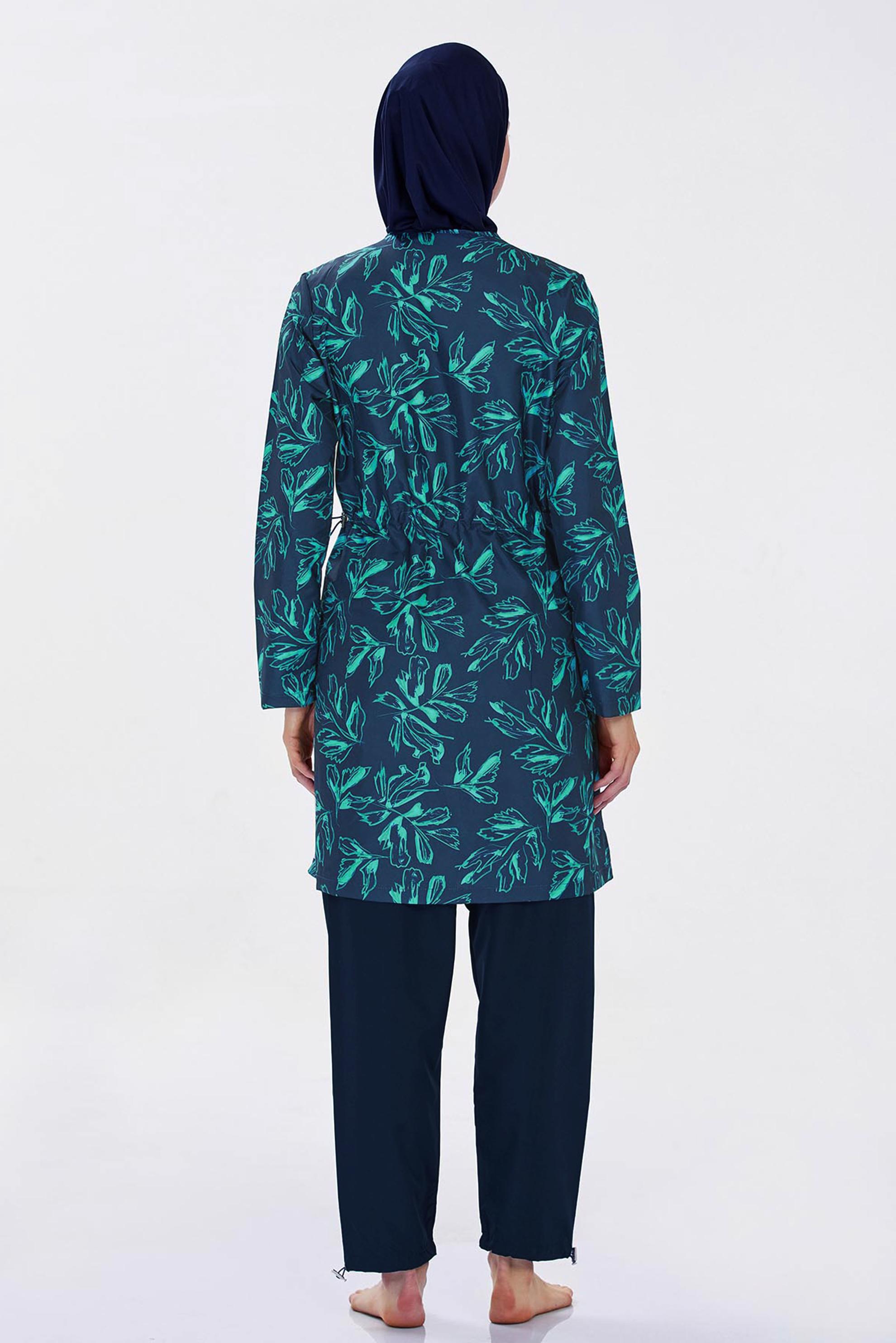 Tesettür giyim LACİVERT DESENLİ TESETTÜR MAYO 9291