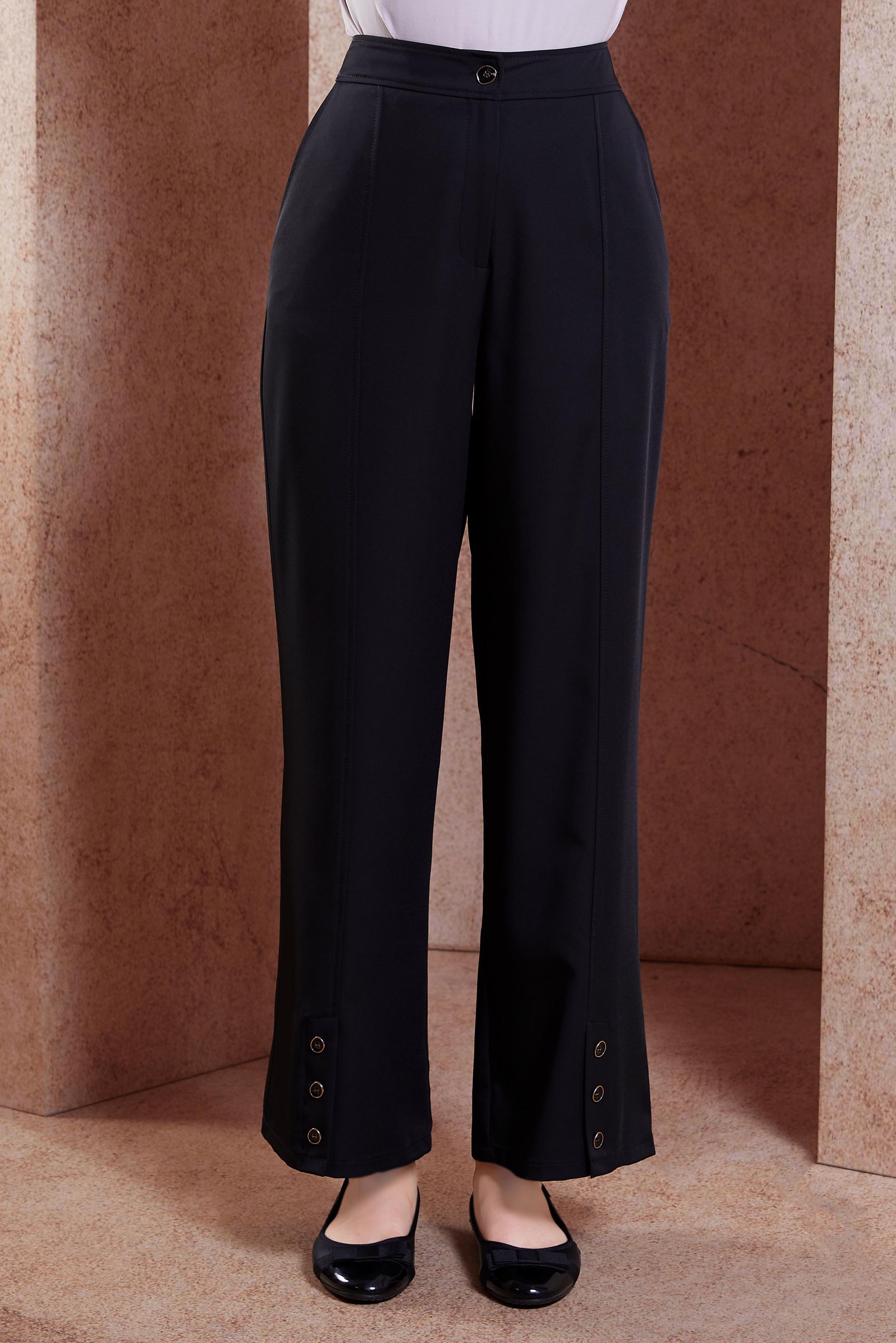 Tesettür giyim SİYAH DÜĞME DETAYLI PANTOLON 70552