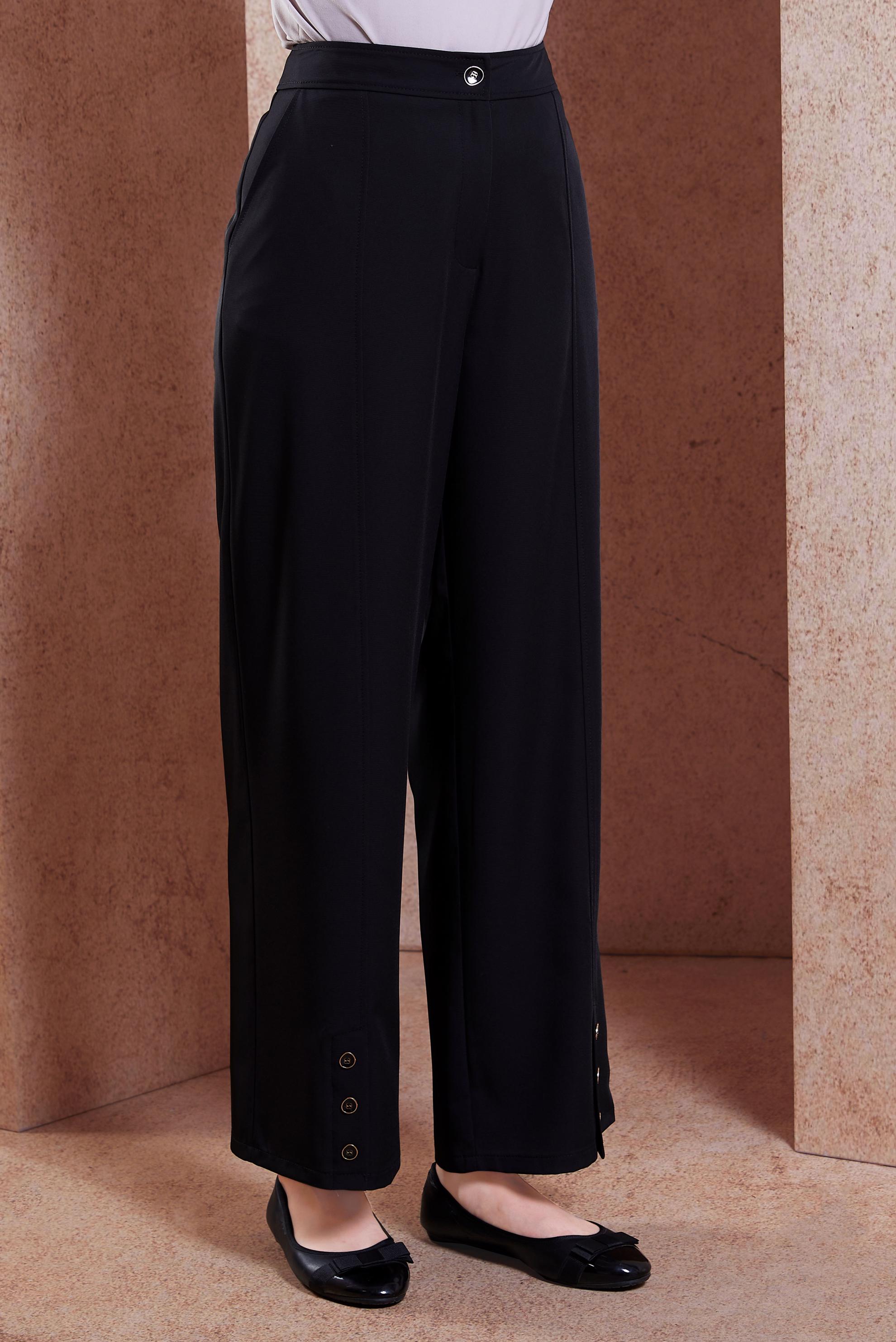 Tesettür giyim SİYAH DÜĞME DETAYLI PANTOLON 70552