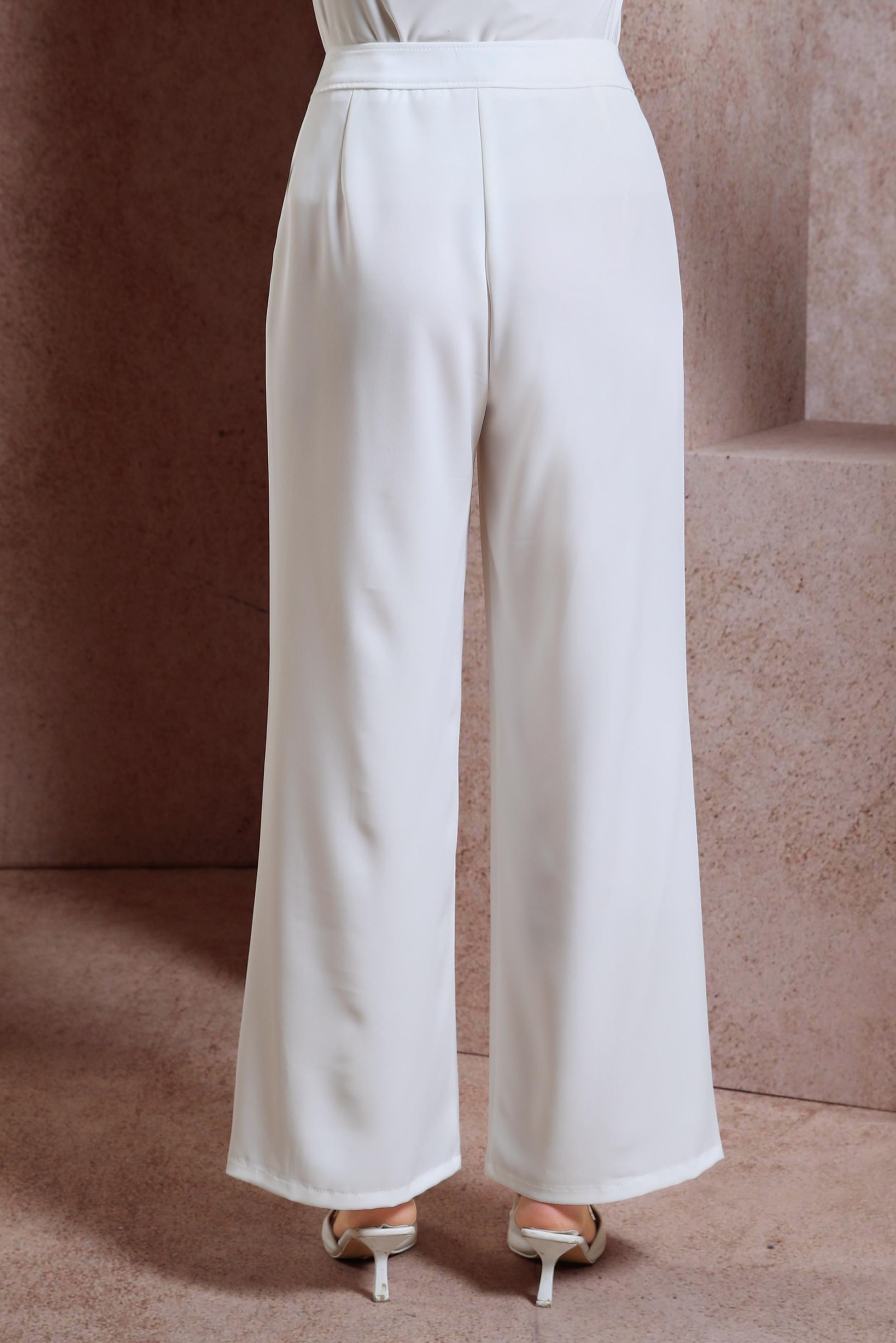 Tesettür giyim BEYAZ DÜĞME DETAYLI PANTOLON 70552