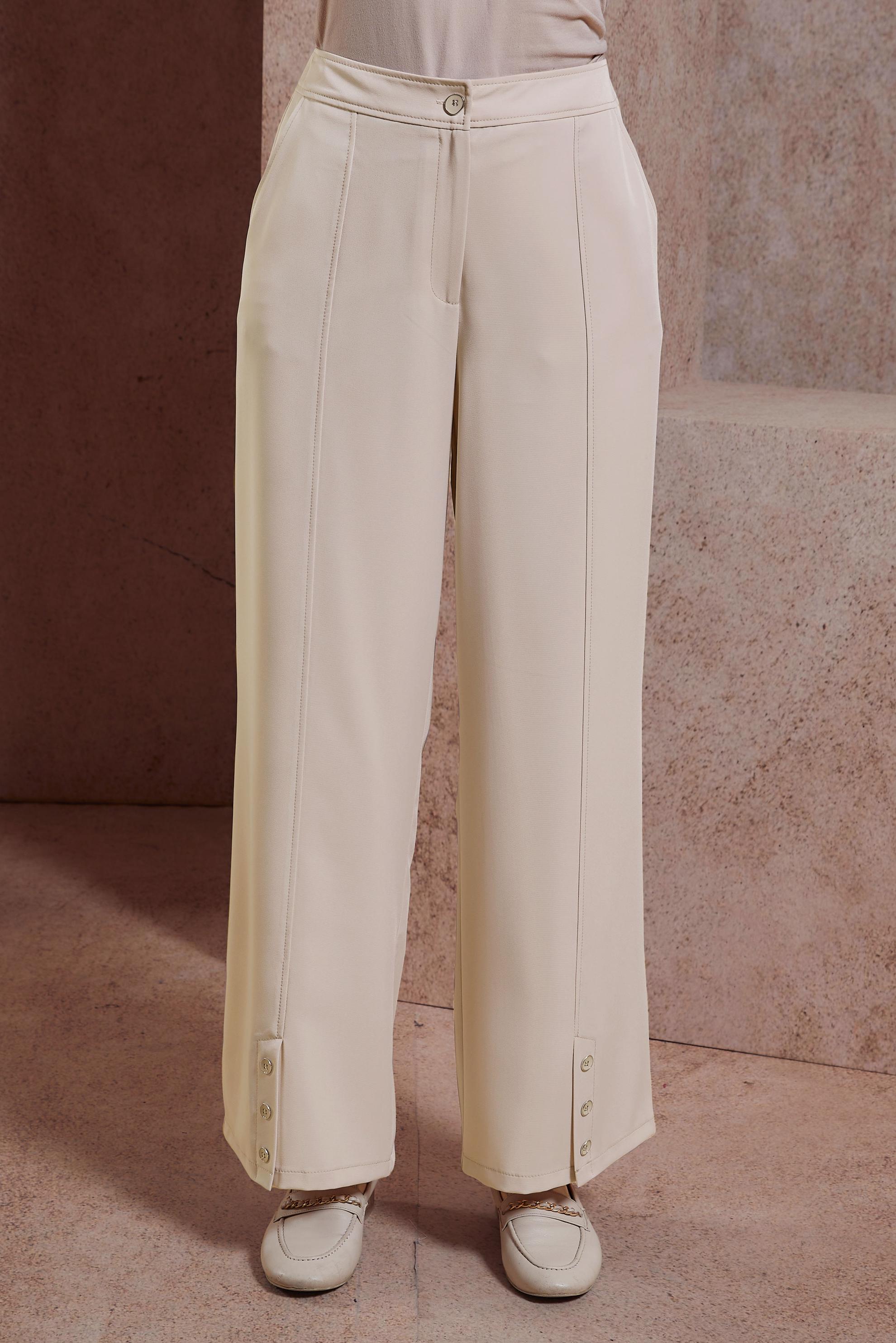 Tesettür giyim BEJ DÜĞME DETAYLI PANTOLON 70552