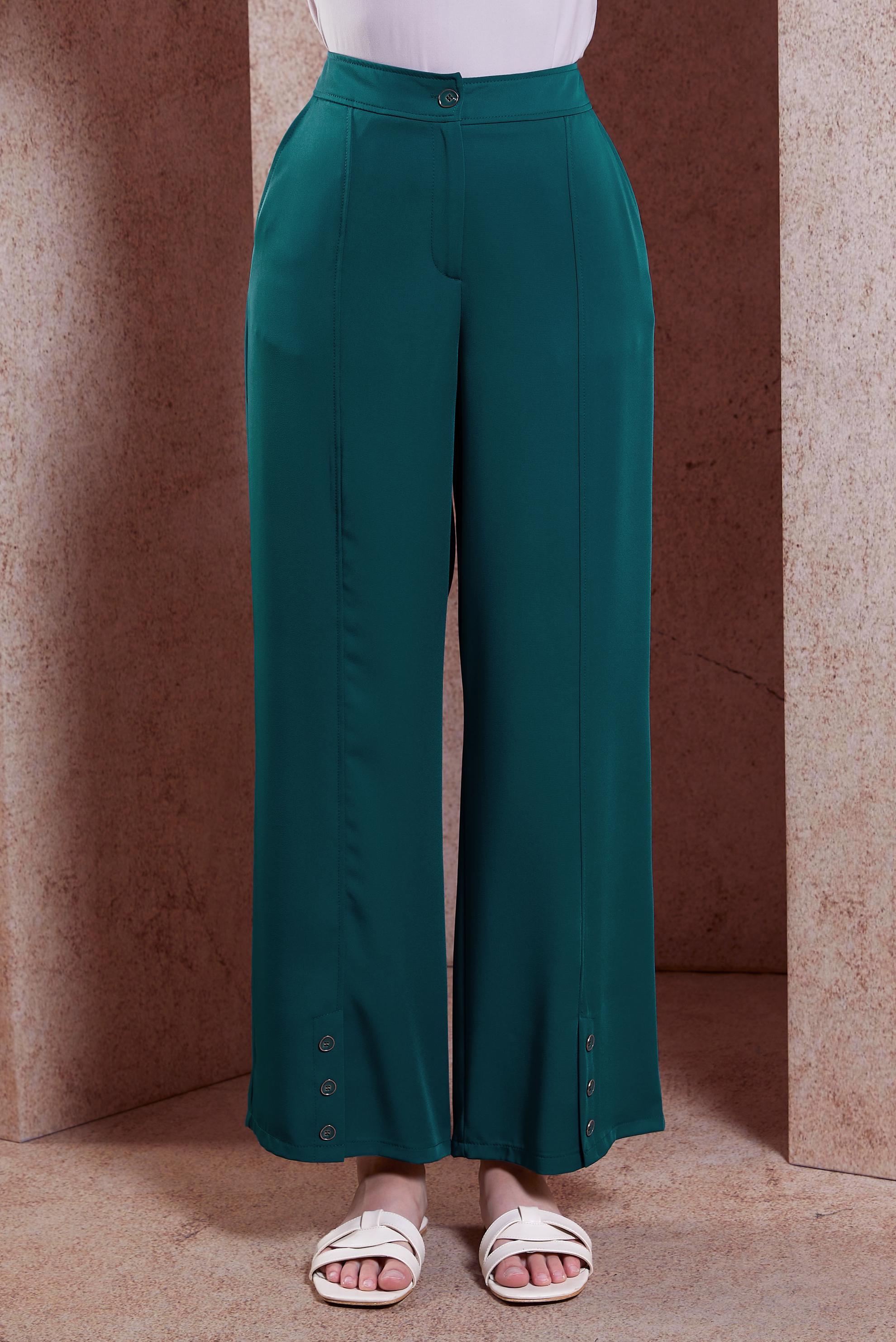 Tesettür giyim MAVİ DÜĞME DETAYLI PANTOLON 70552