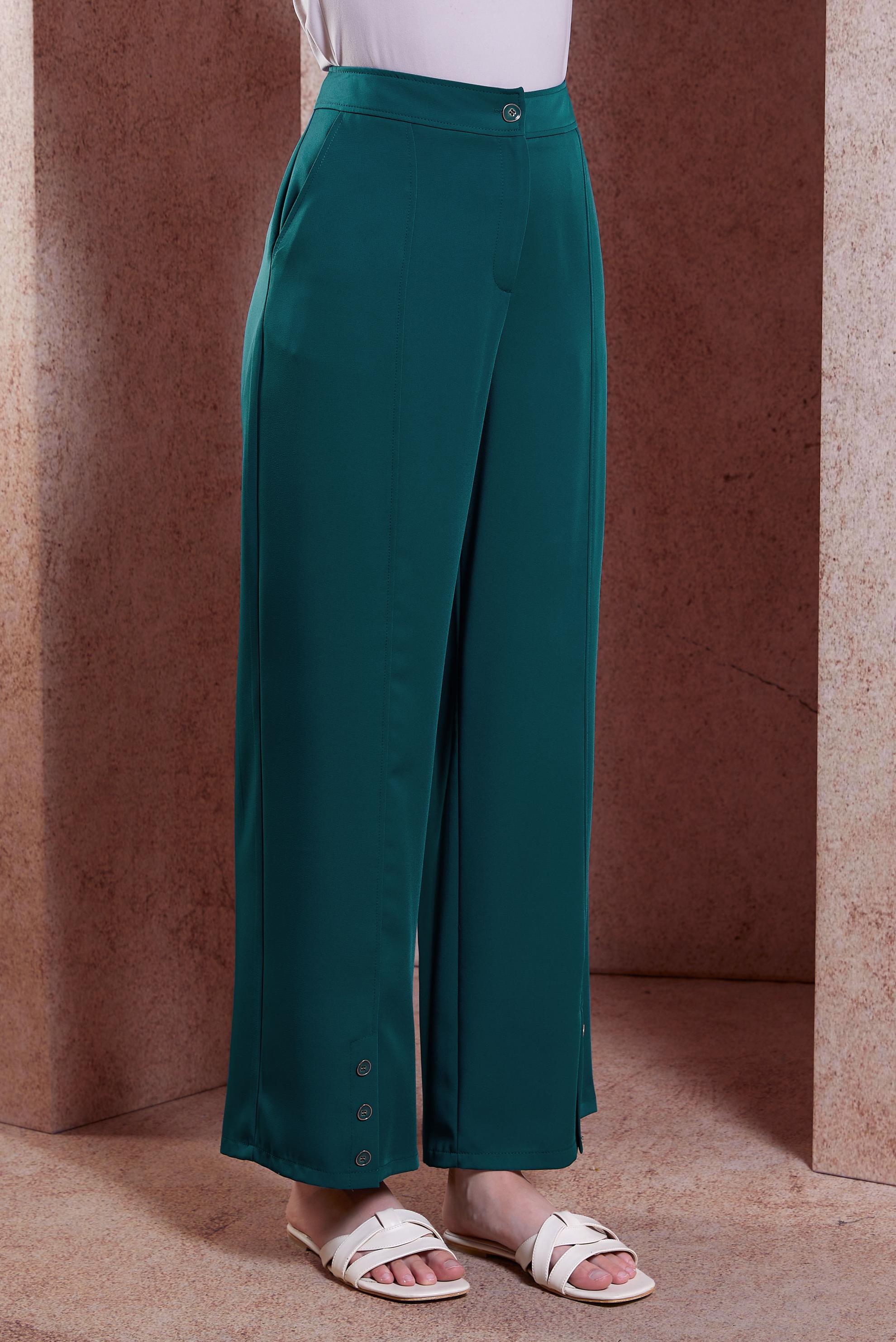 Tesettür giyim MAVİ DÜĞME DETAYLI PANTOLON 70552