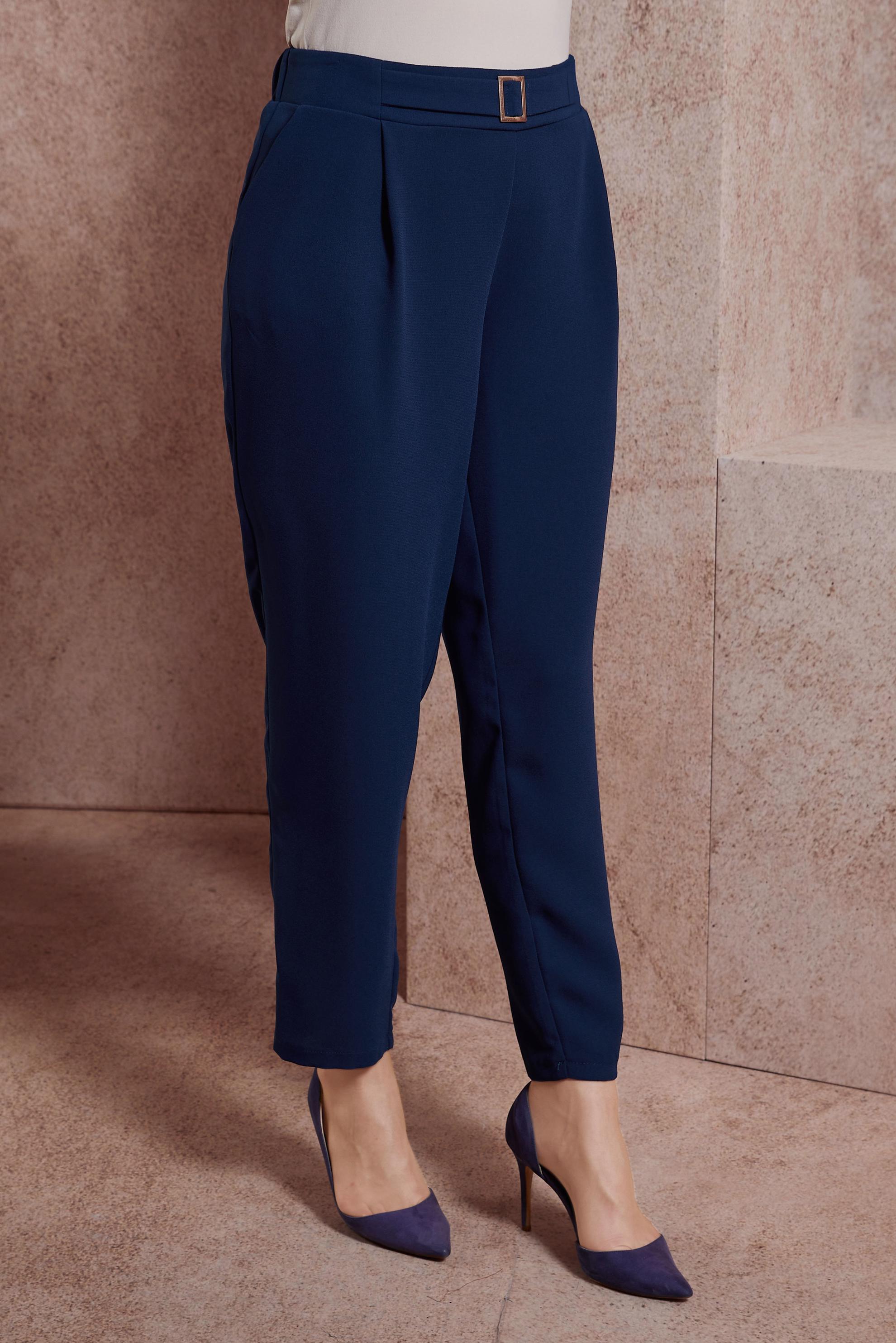 Tesettür giyim LACİVERT KEMERLİ HAVUÇ KESİM PANTOLON 70560