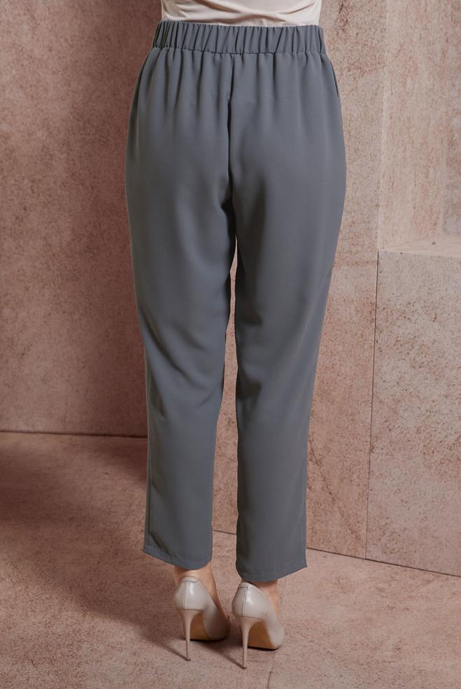 Tesettür giyim GRİ KEMERLİ HAVUÇ KESİM PANTOLON 70560 - ALVİNA