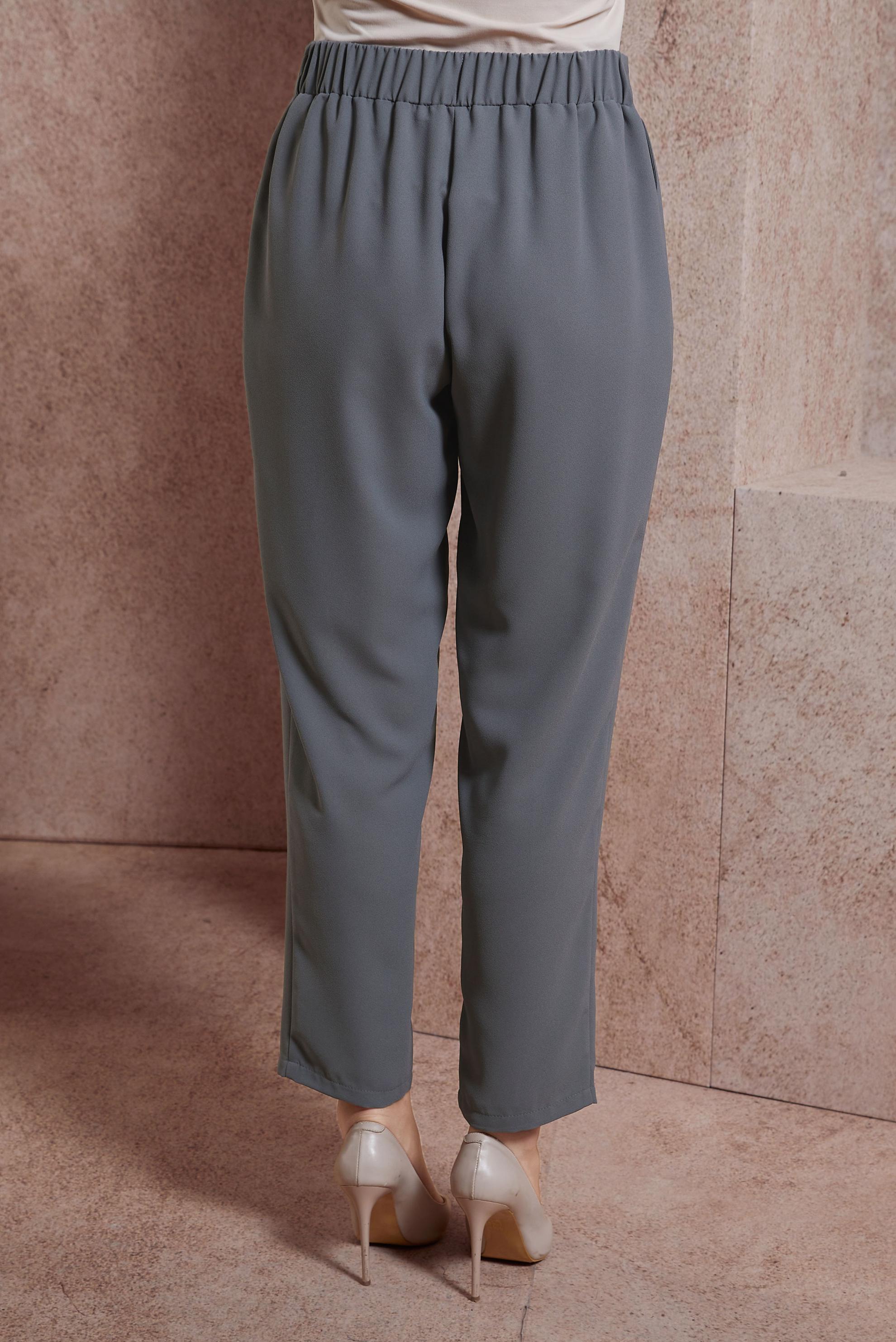 Tesettür giyim GRİ KEMERLİ HAVUÇ KESİM PANTOLON 70560