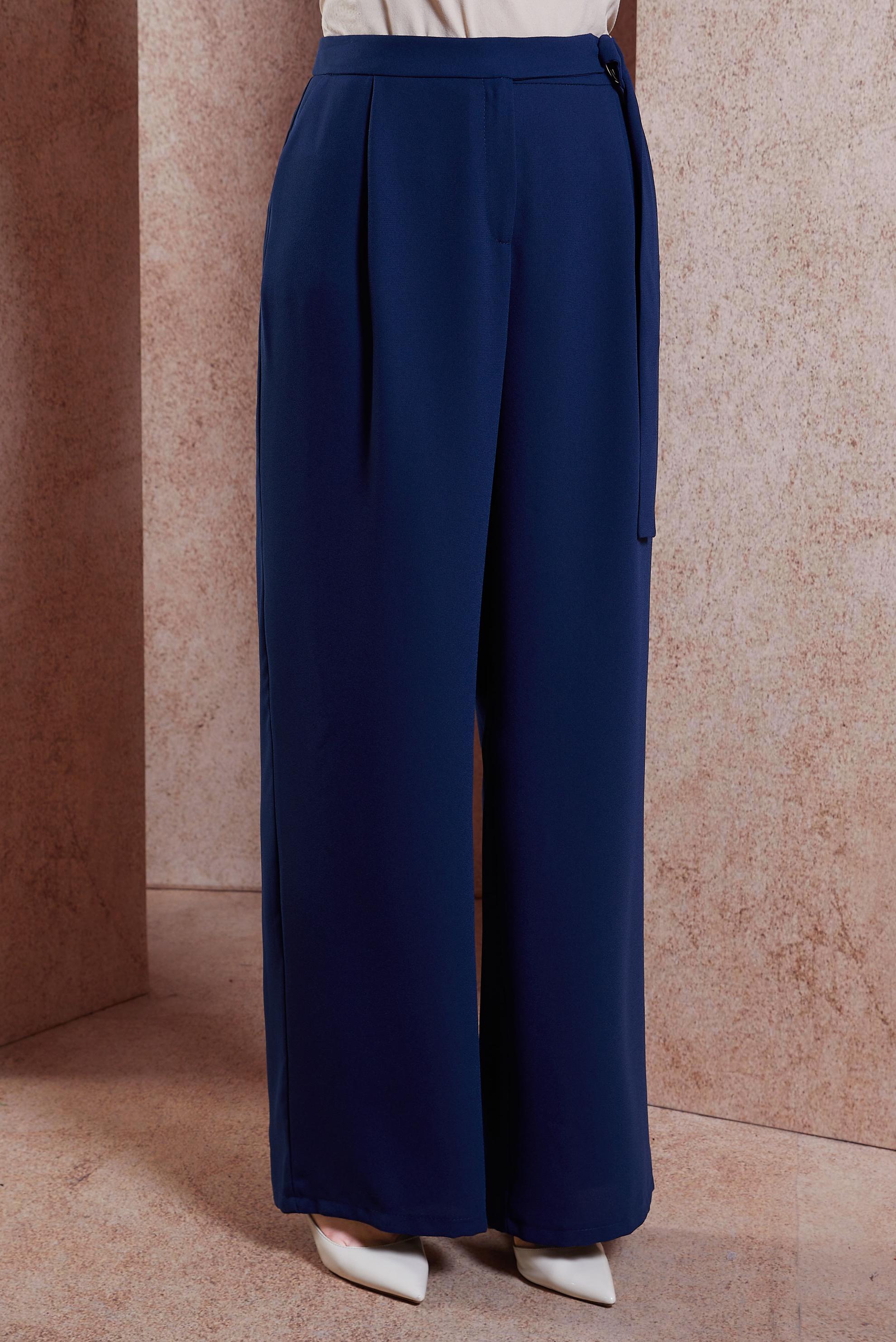 Tesettür giyim LACİVERT GENİŞ PAÇA KREP PANTOLON 70602