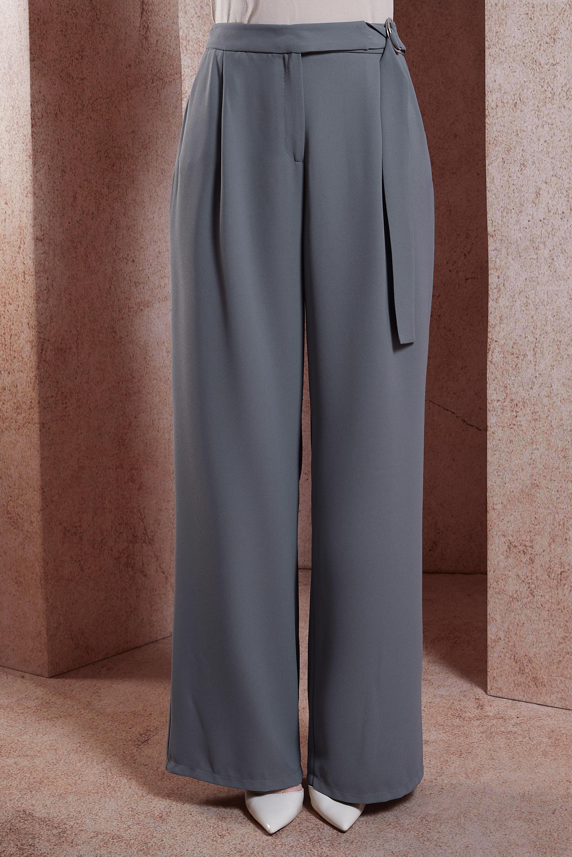 Tesettür giyim GRİ GENİŞ PAÇA KREP PANTOLON 70602