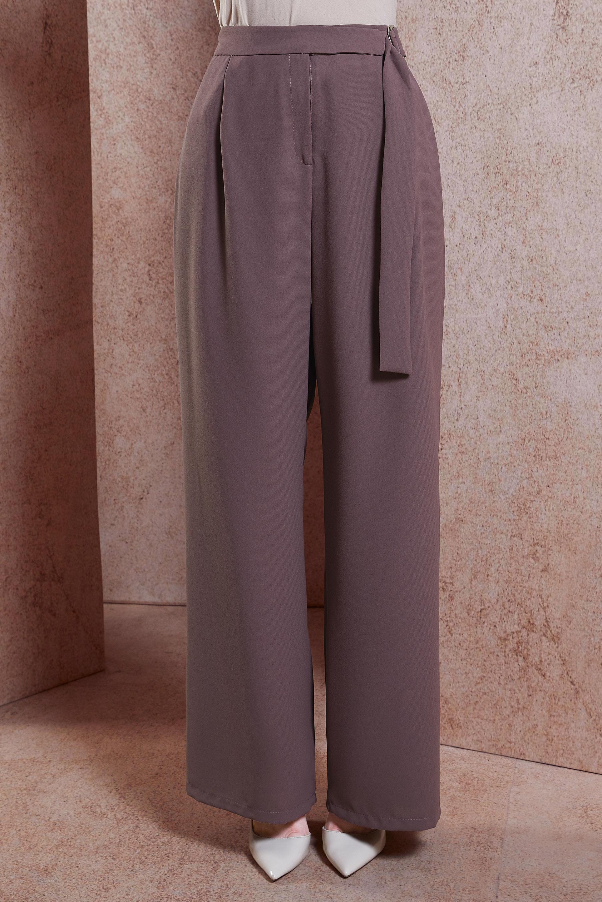 Tesettür giyim PEMBE GENİŞ PAÇA KREP PANTOLON 70602