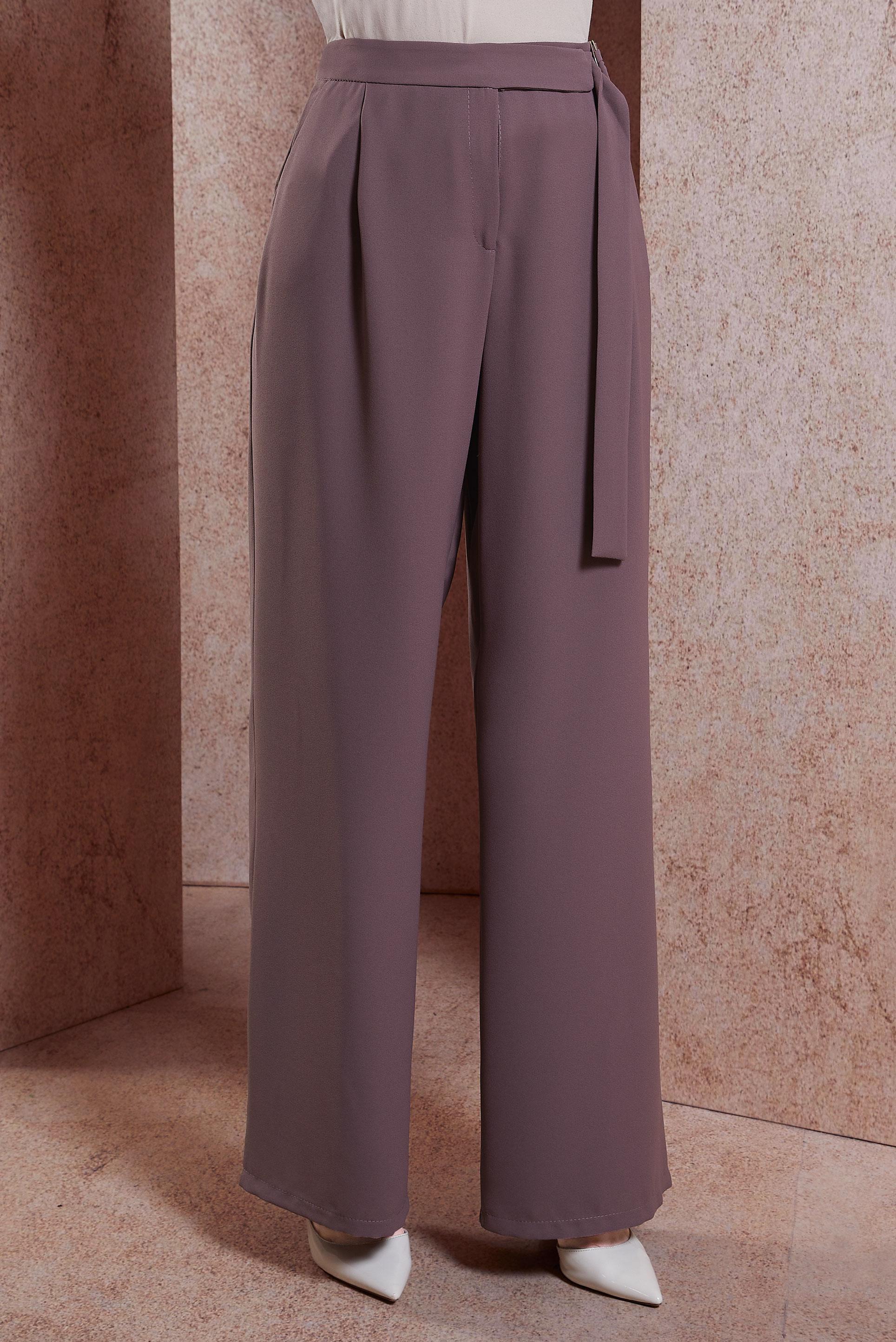 Tesettür giyim PEMBE GENİŞ PAÇA KREP PANTOLON 70602