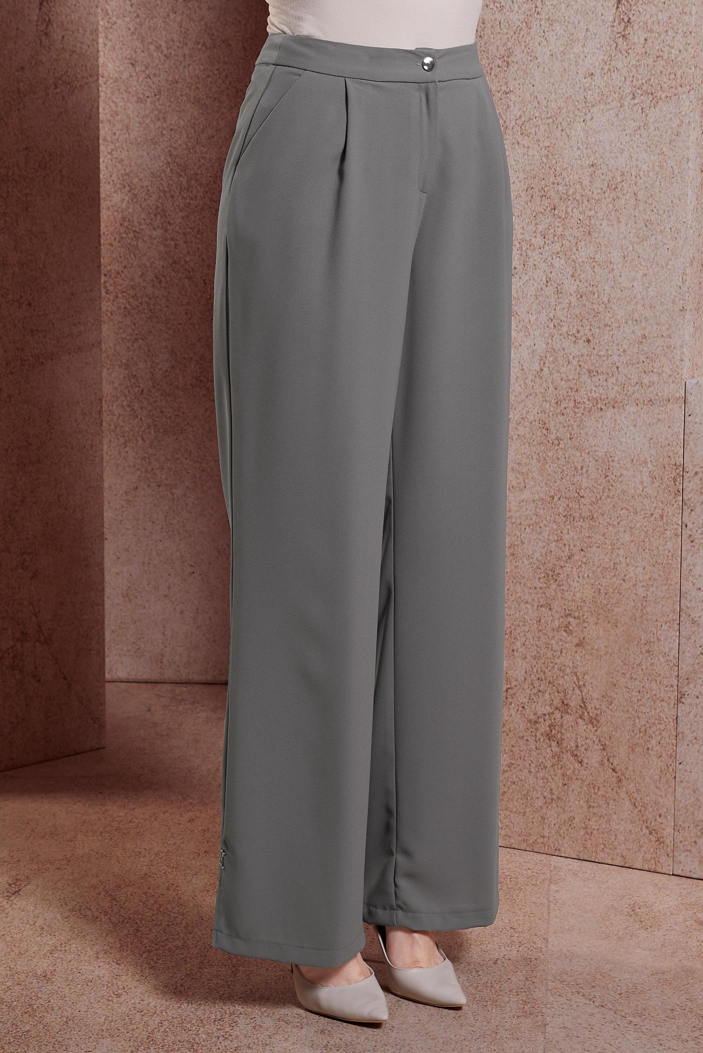 Tesettür giyim GRİ GENİŞ PAÇA PANTOLON 70604