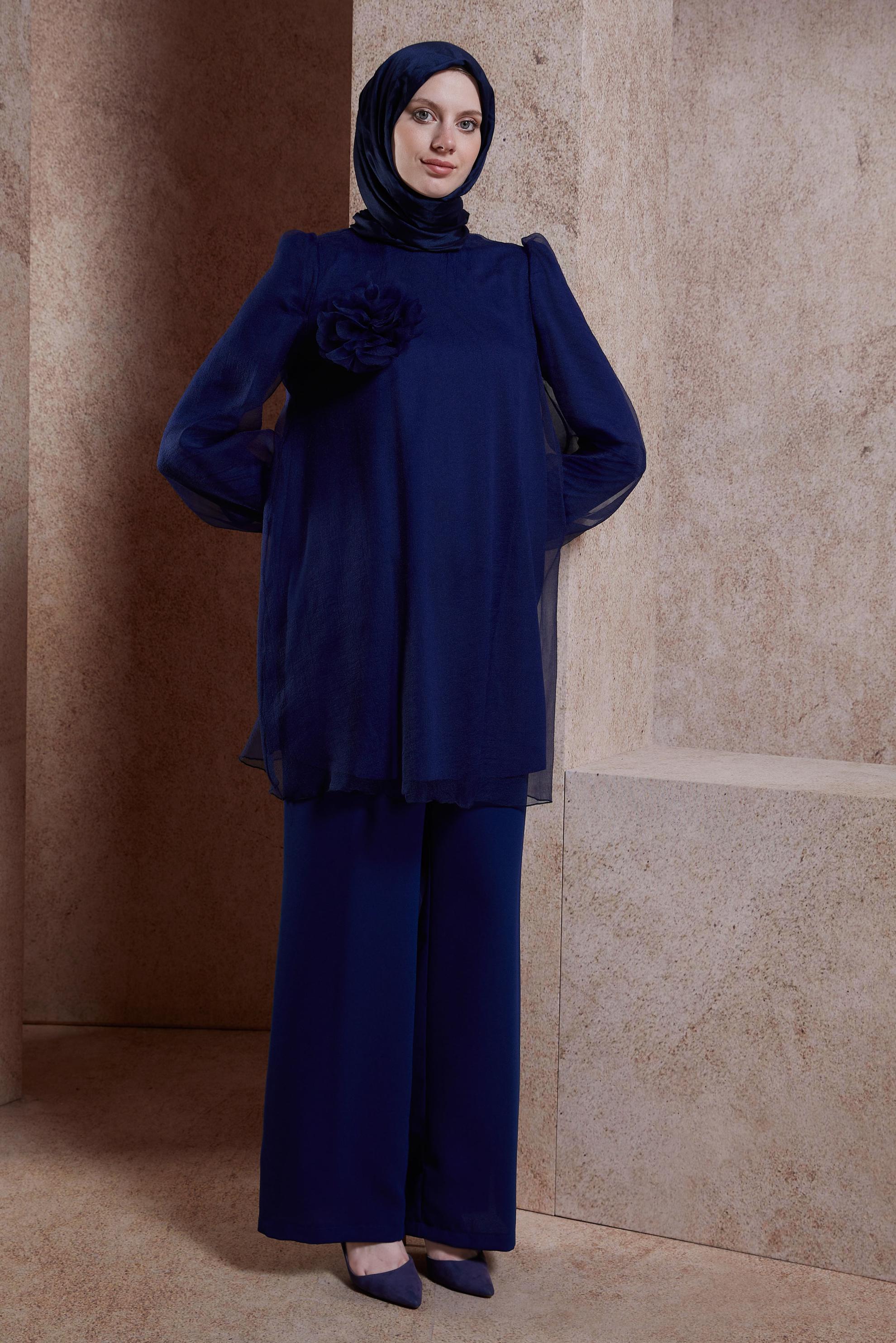 Tesettür giyim LACİVERT GENİŞ PAÇA PANTOLON 70604