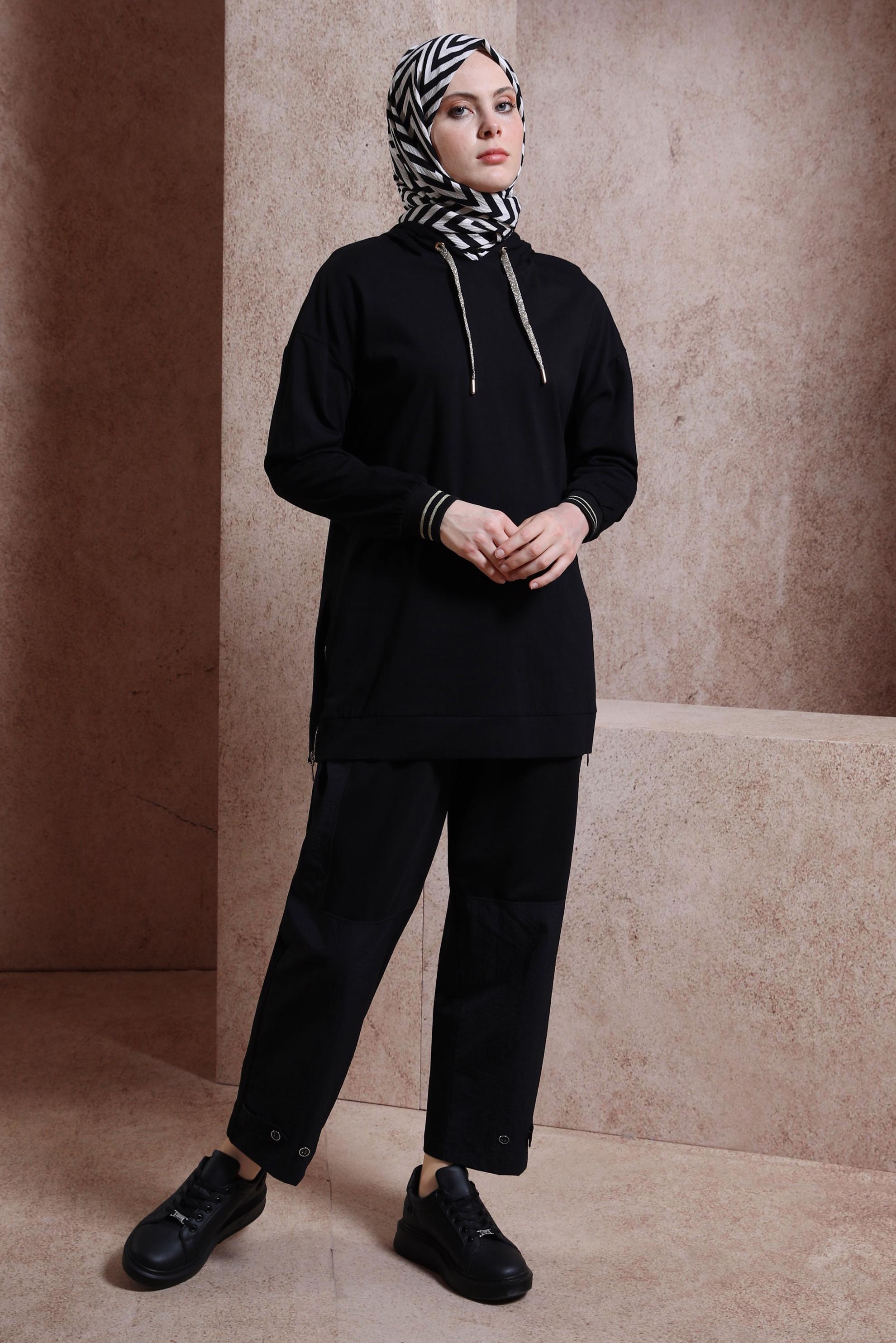 Tesettür giyim SİYAH HAVUÇ KESİM PANTOLON 70700