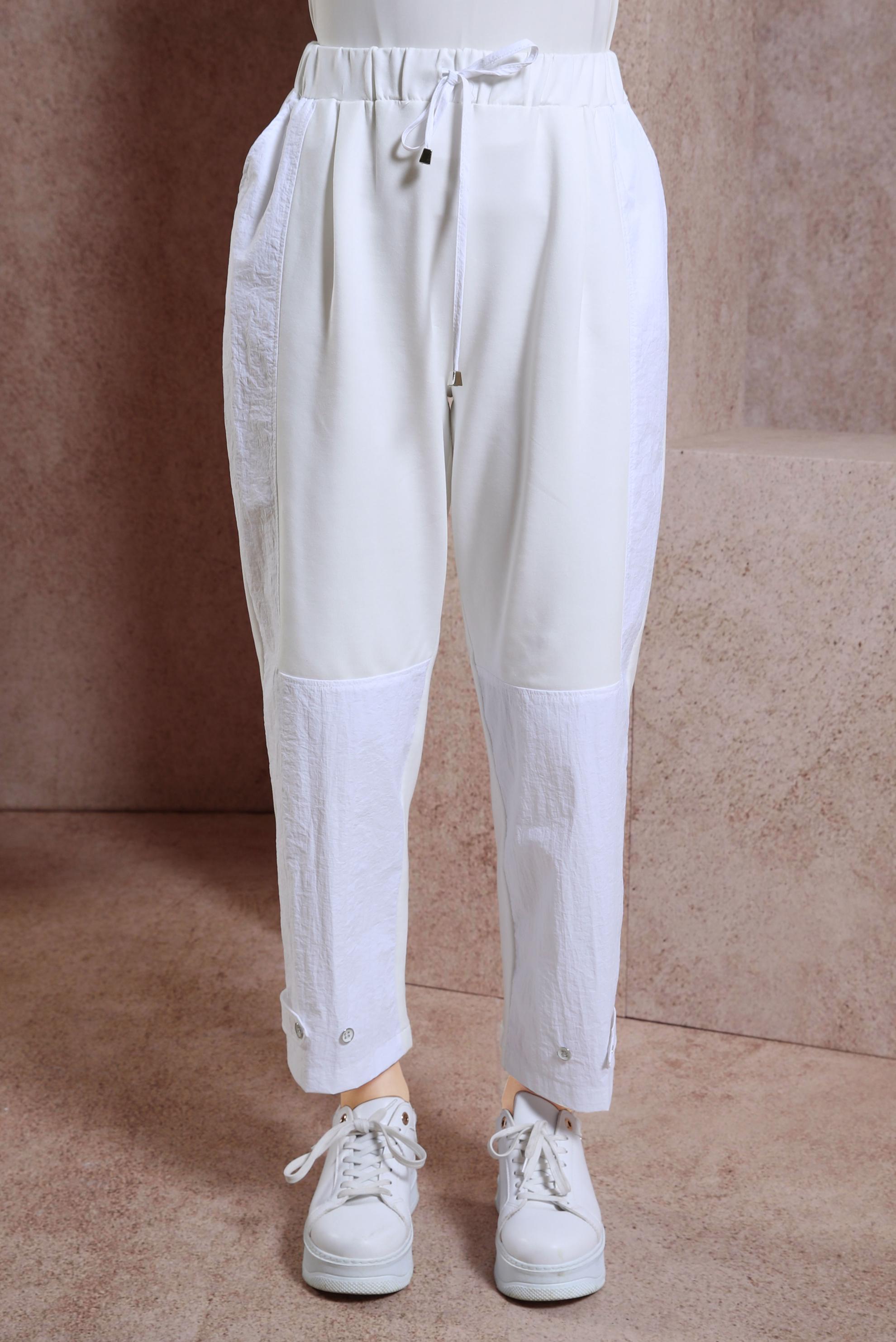 Tesettür giyim BEYAZ HAVUÇ KESİM PANTOLON 70700