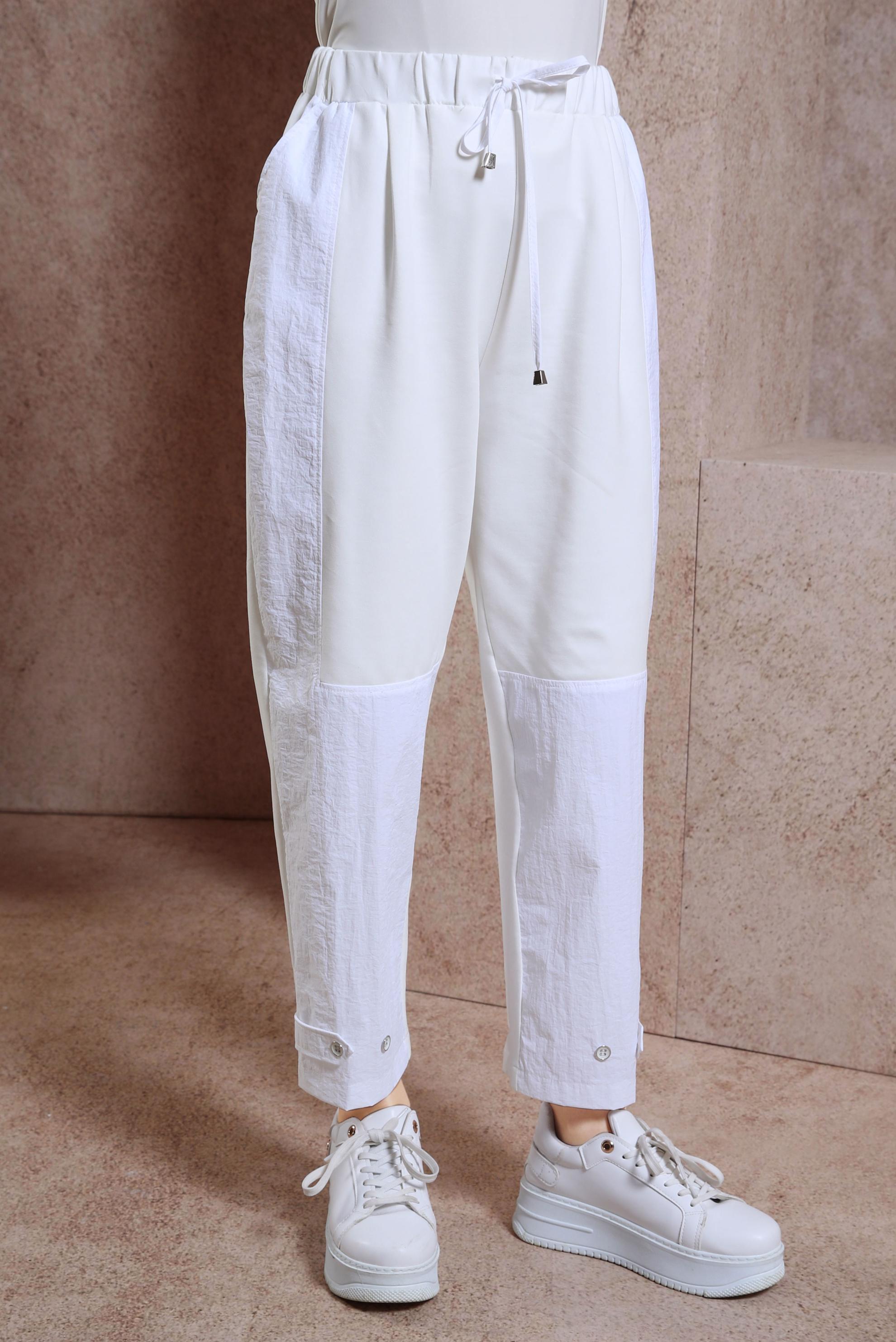 Tesettür giyim BEYAZ HAVUÇ KESİM PANTOLON 70700