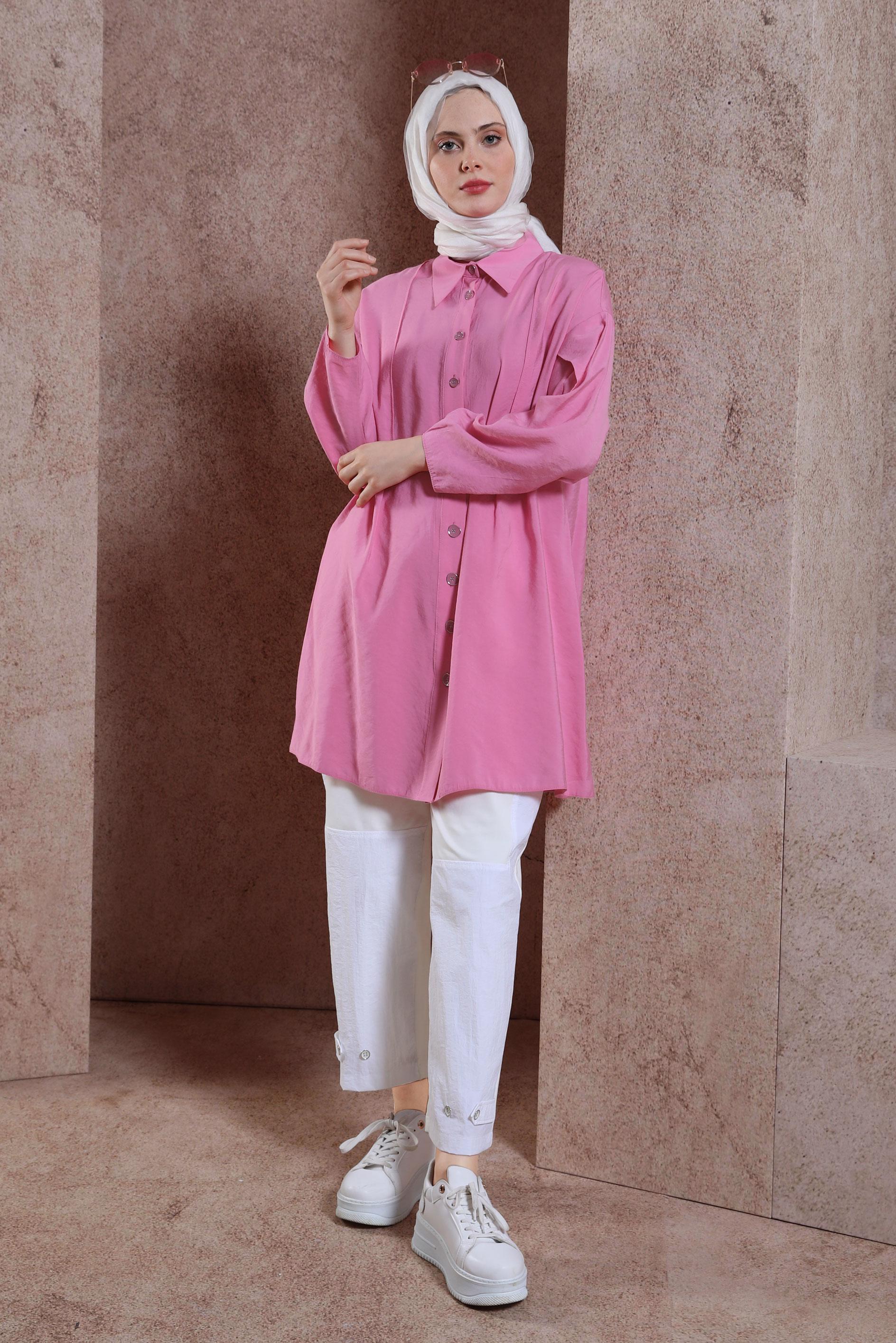 Tesettür giyim BEYAZ HAVUÇ KESİM PANTOLON 70700