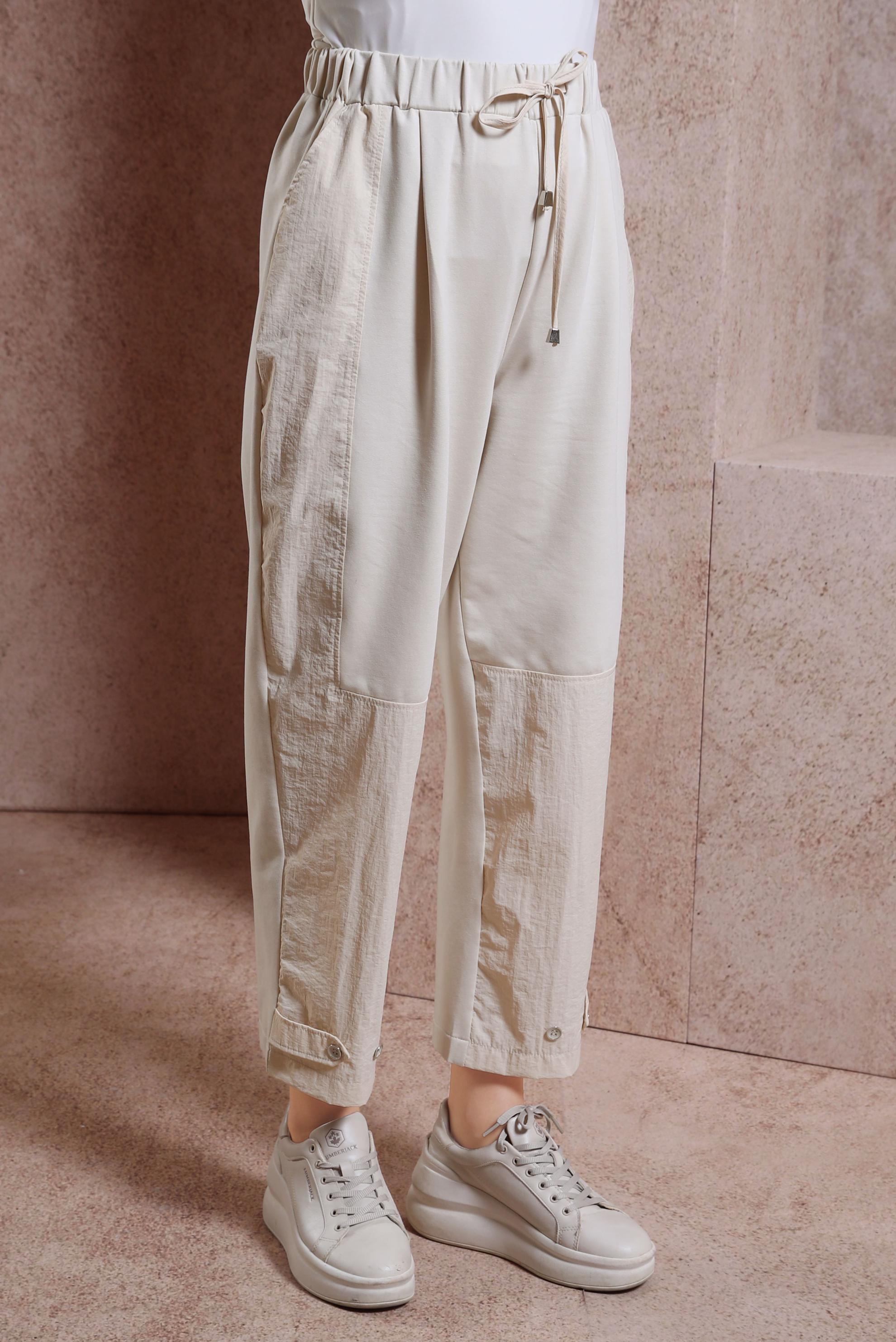 Tesettür giyim BEJ HAVUÇ KESİM PANTOLON 70700