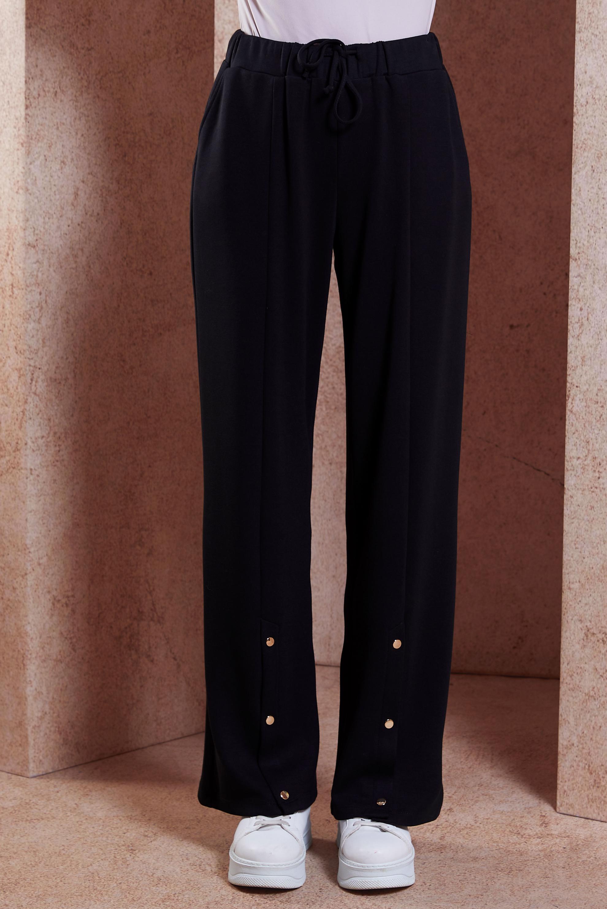 Tesettür giyim SİYAH ÇITÇIT DETAYLI ÖRME PANTOLON 70701