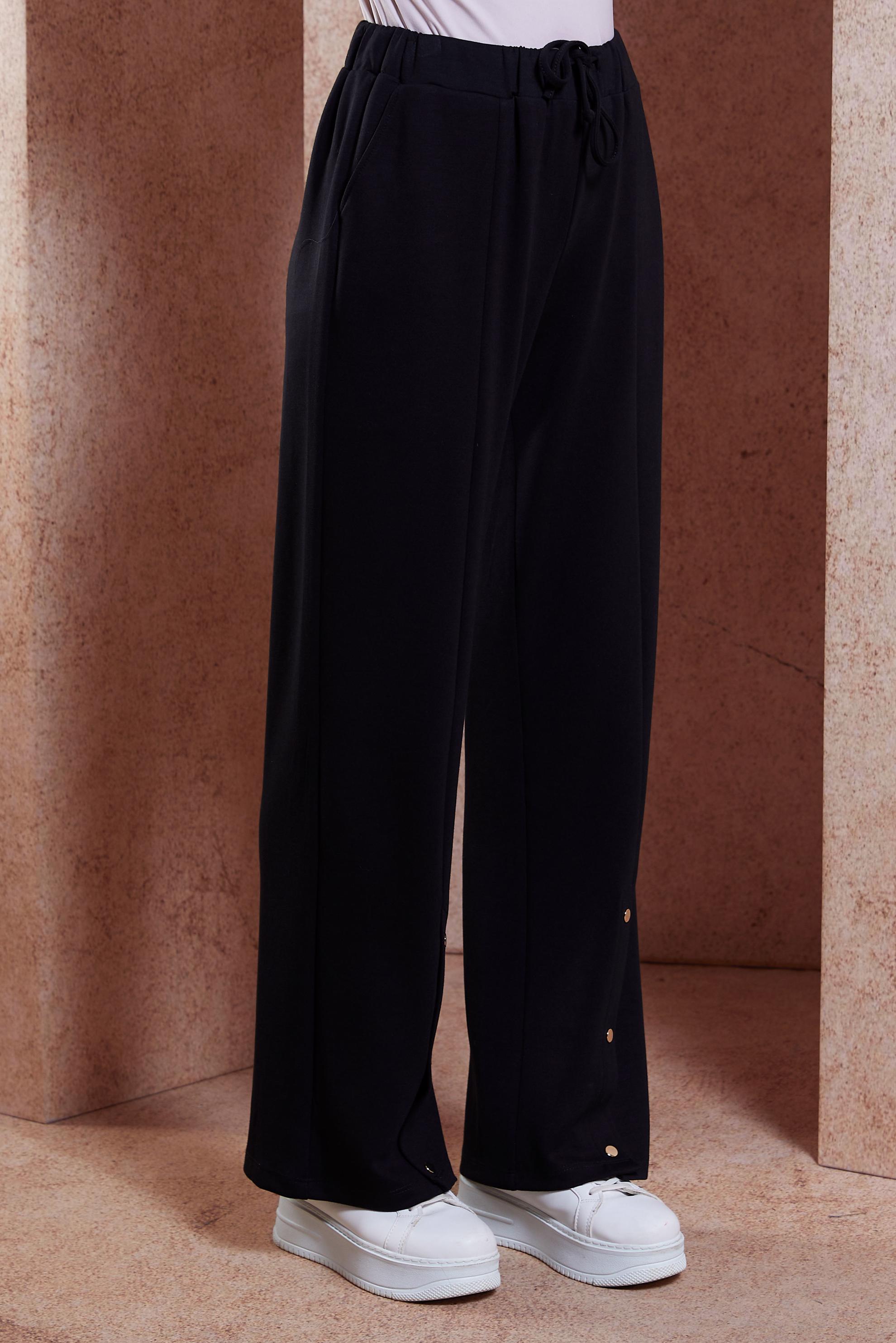 Tesettür giyim SİYAH ÇITÇIT DETAYLI ÖRME PANTOLON 70701