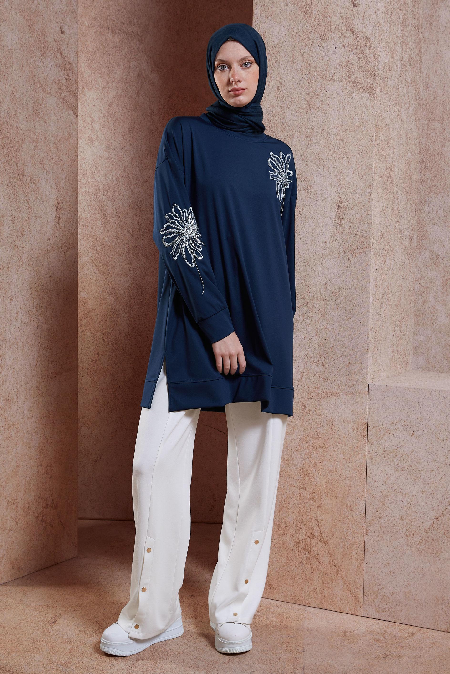 Tesettür giyim BEYAZ ÇITÇIT DETAYLI ÖRME PANTOLON 70701