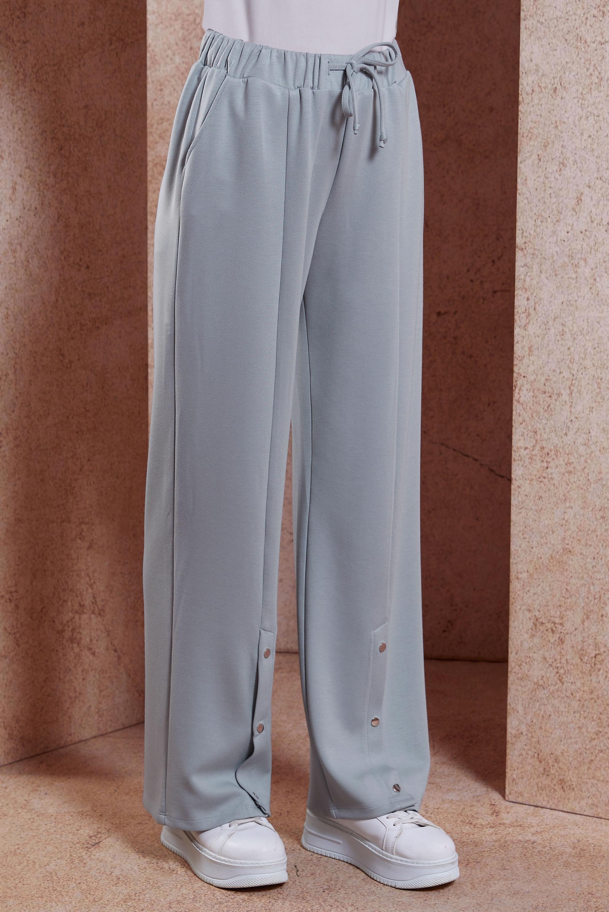 Tesettür giyim GRİ ÇITÇIT DETAYLI ÖRME PANTOLON 70701