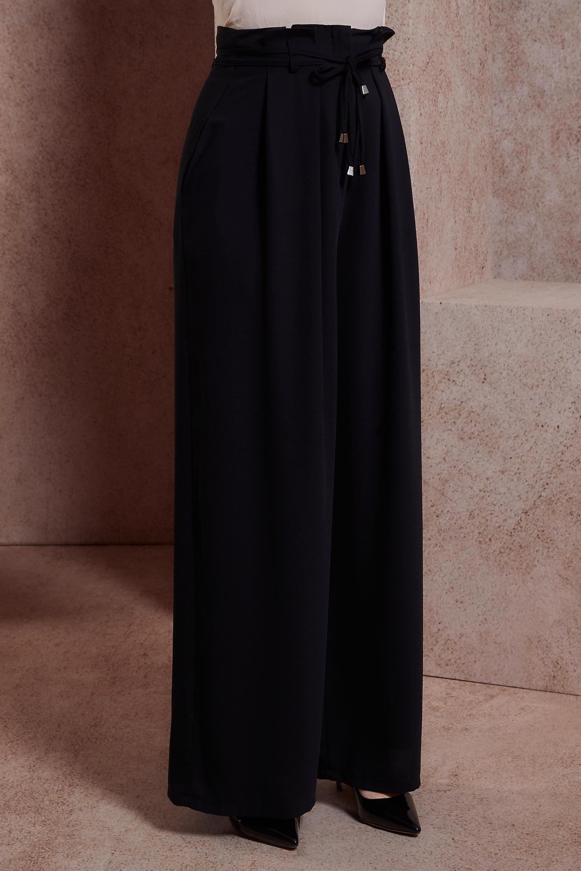 Tesettür giyim SİYAH GENİŞ PAÇA KREP PANTOLON 70702