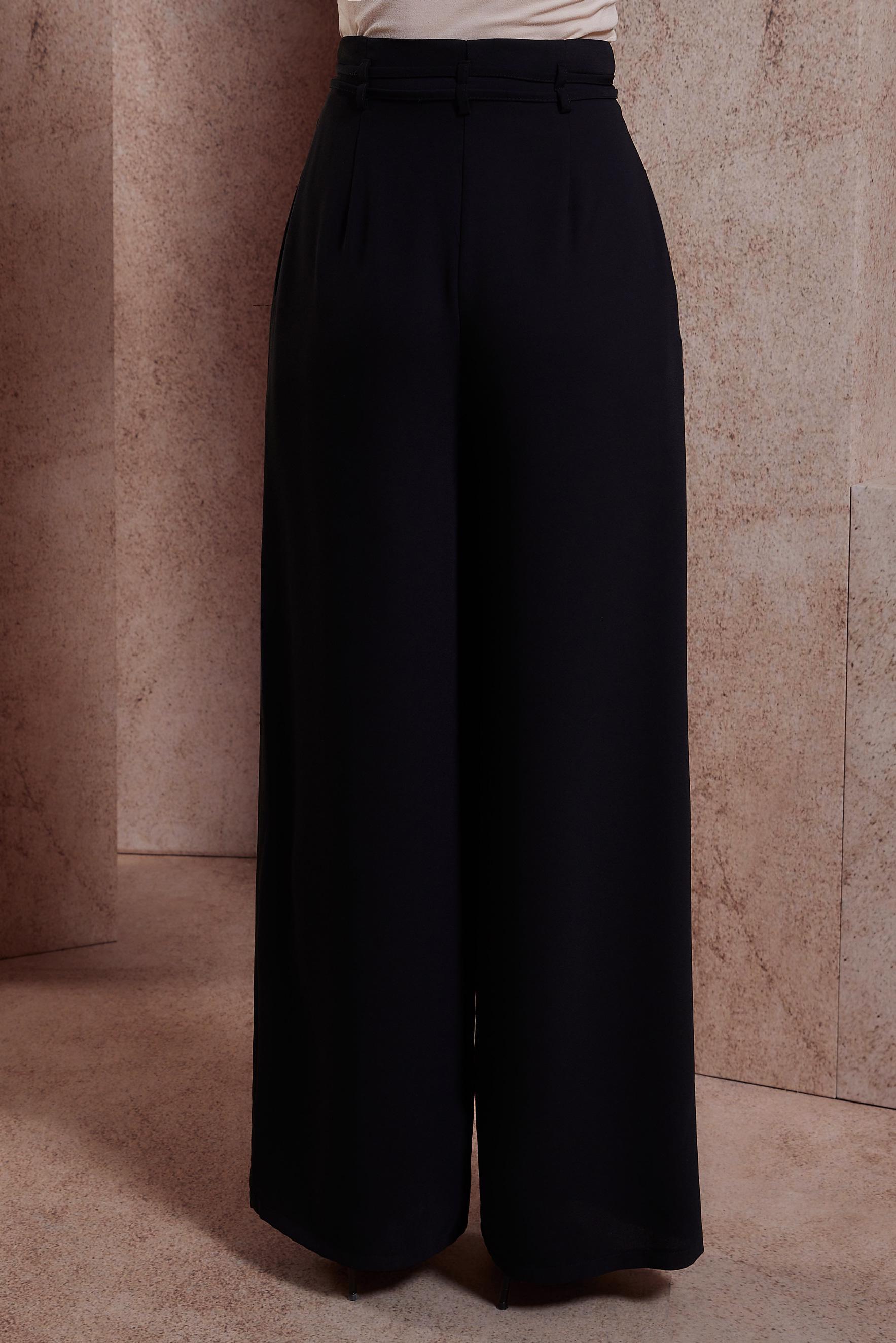 Tesettür giyim SİYAH GENİŞ PAÇA KREP PANTOLON 70702