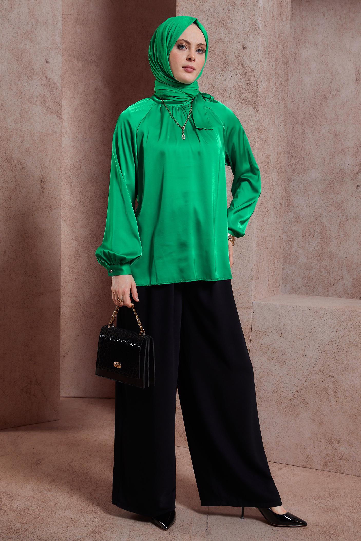 Tesettür giyim SİYAH GENİŞ PAÇA KREP PANTOLON 70702