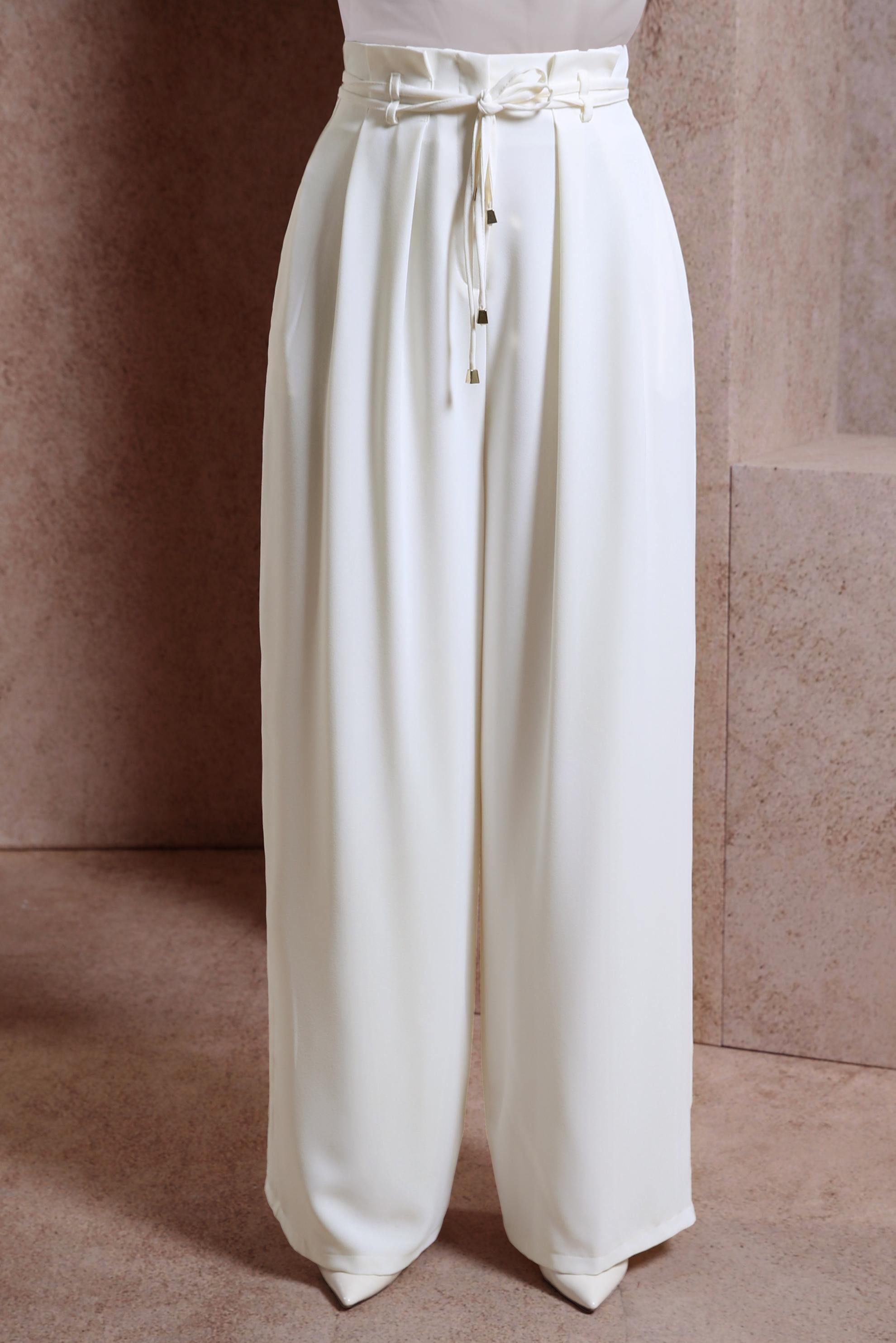 Tesettür giyim BEYAZ GENİŞ PAÇA KREP PANTOLON 70702