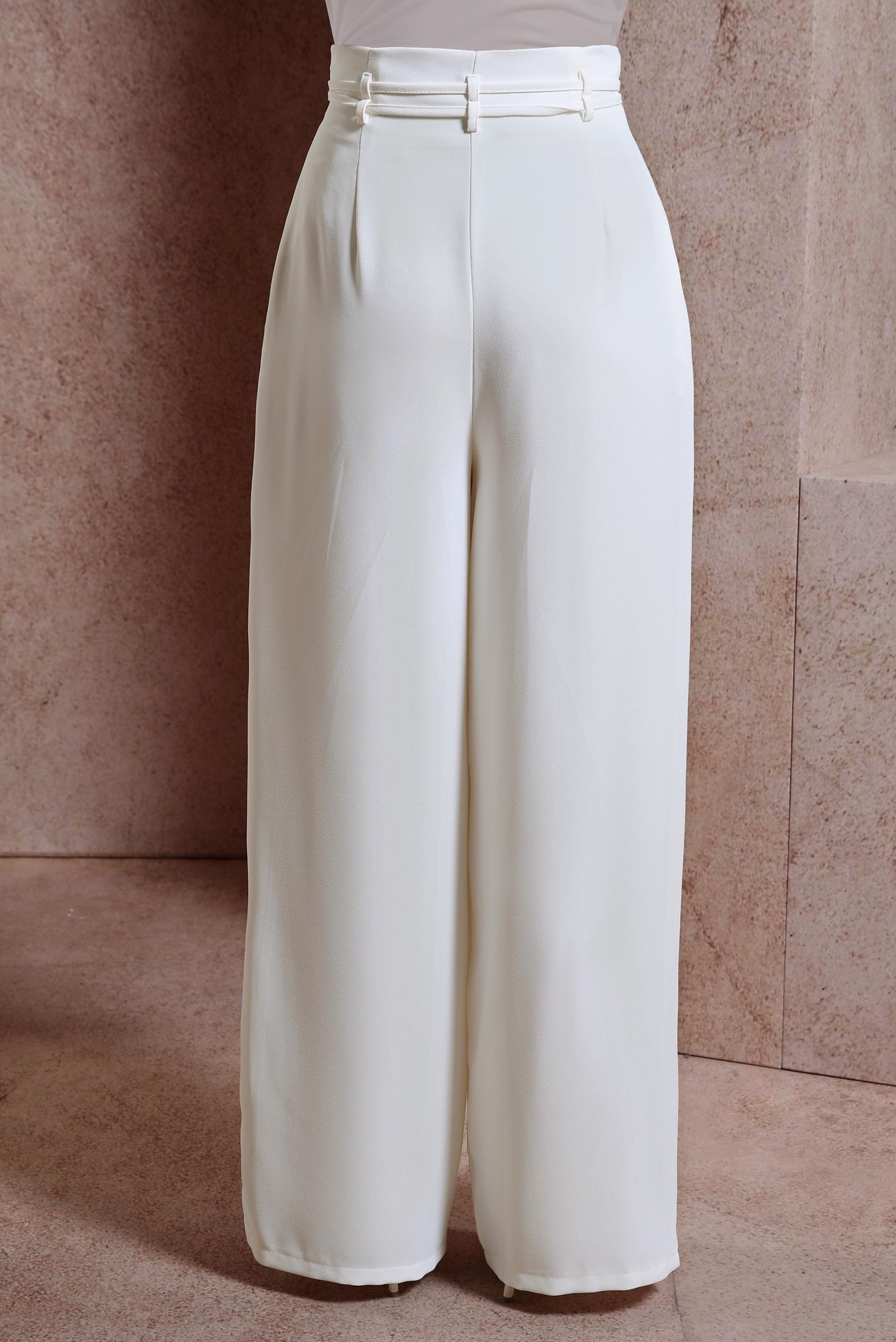 Tesettür giyim BEYAZ GENİŞ PAÇA KREP PANTOLON 70702