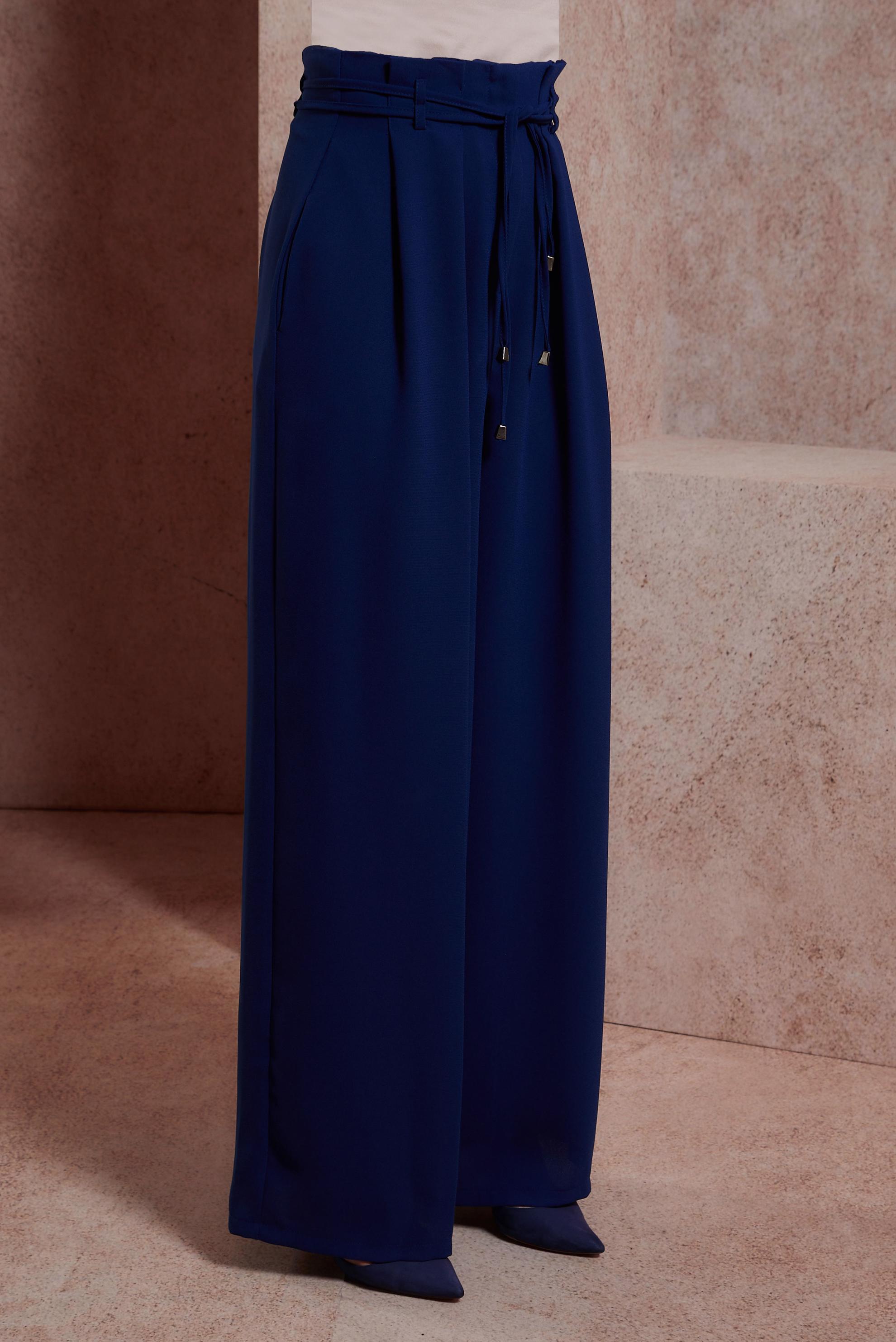 Tesettür giyim LACİVERT GENİŞ PAÇA KREP PANTOLON 70702