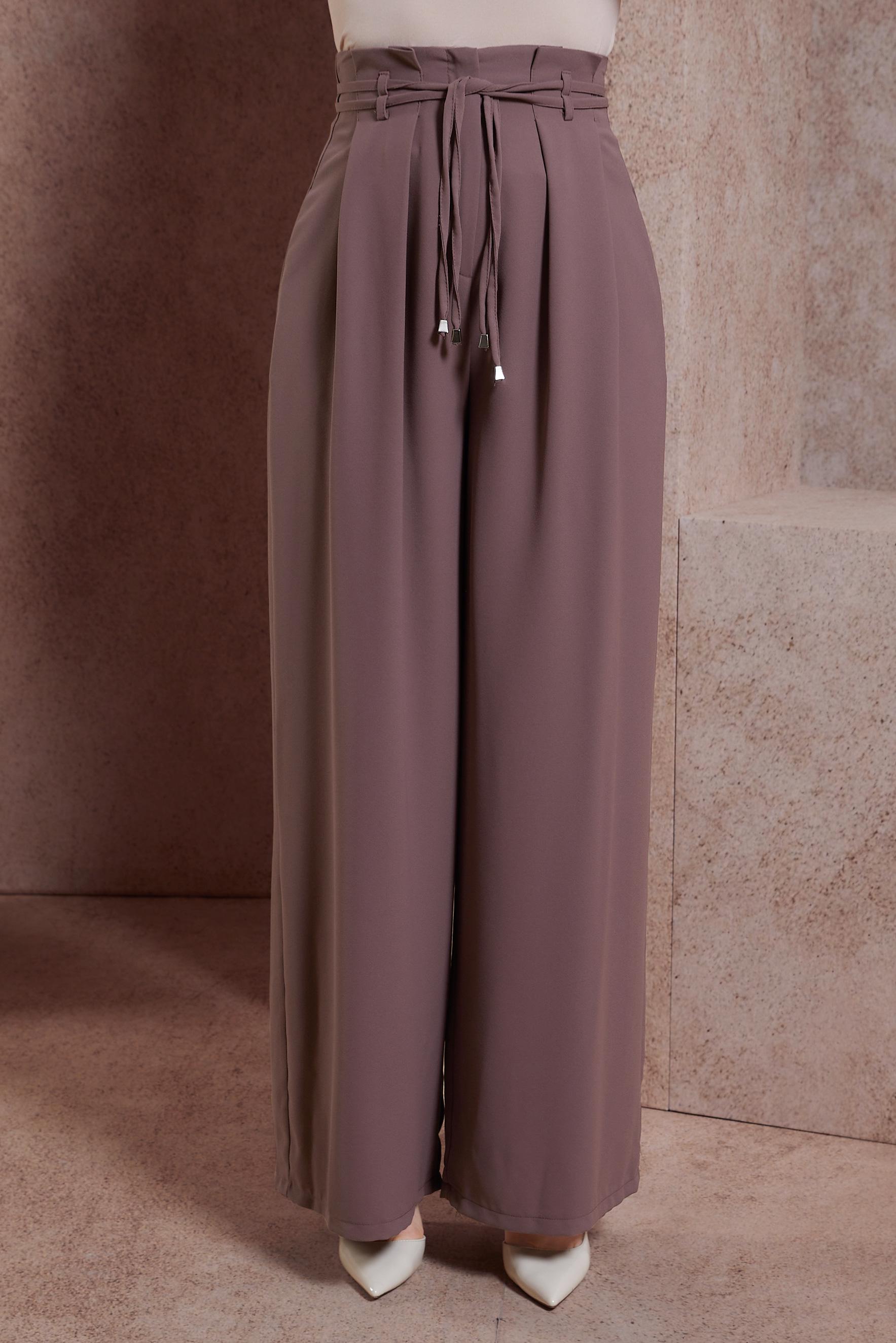 Tesettür giyim PEMBE GENİŞ PAÇA KREP PANTOLON 70702