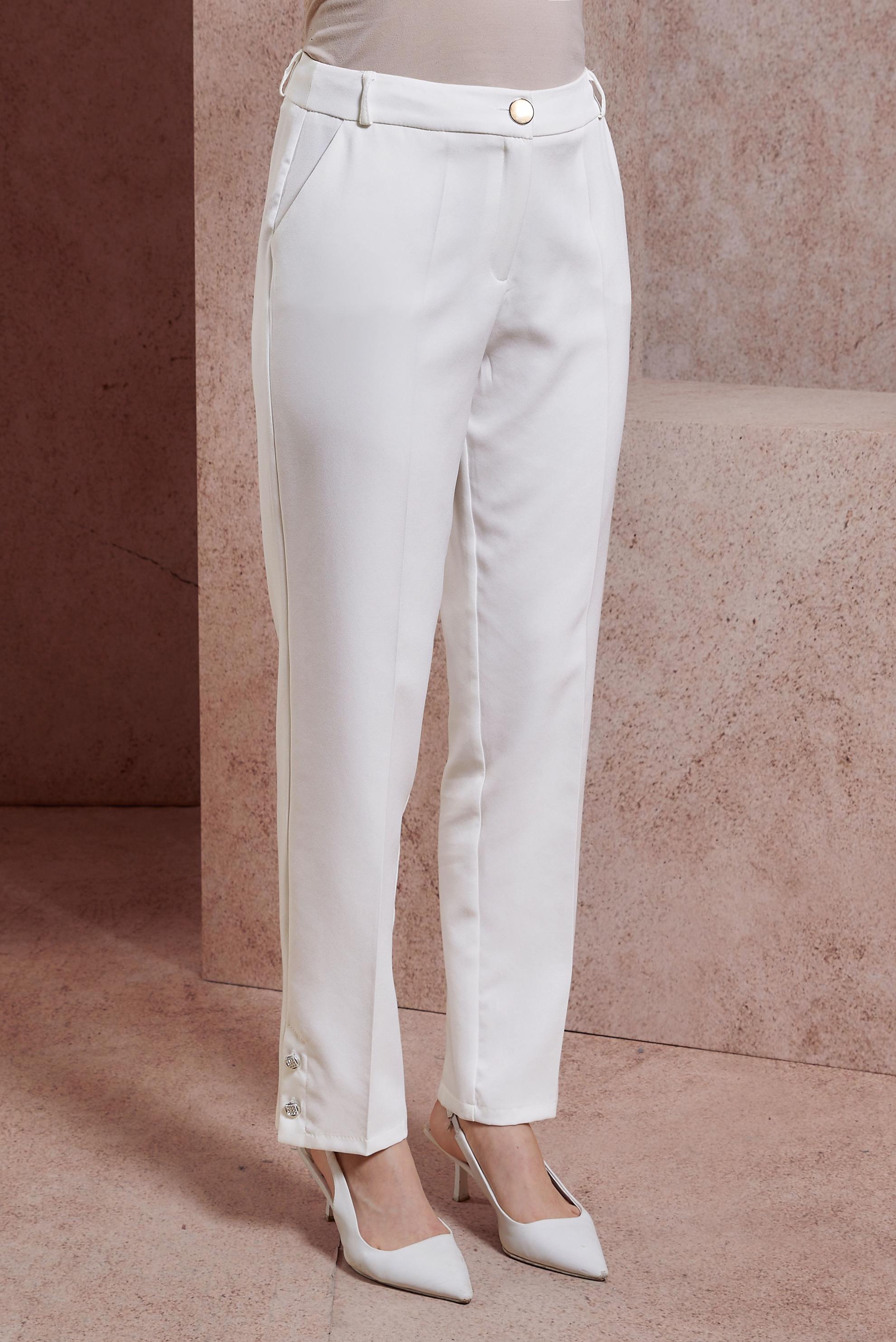 Vêtements hijab BLANC PANTALON AVEC DÉTAIL BOUTONS 70703