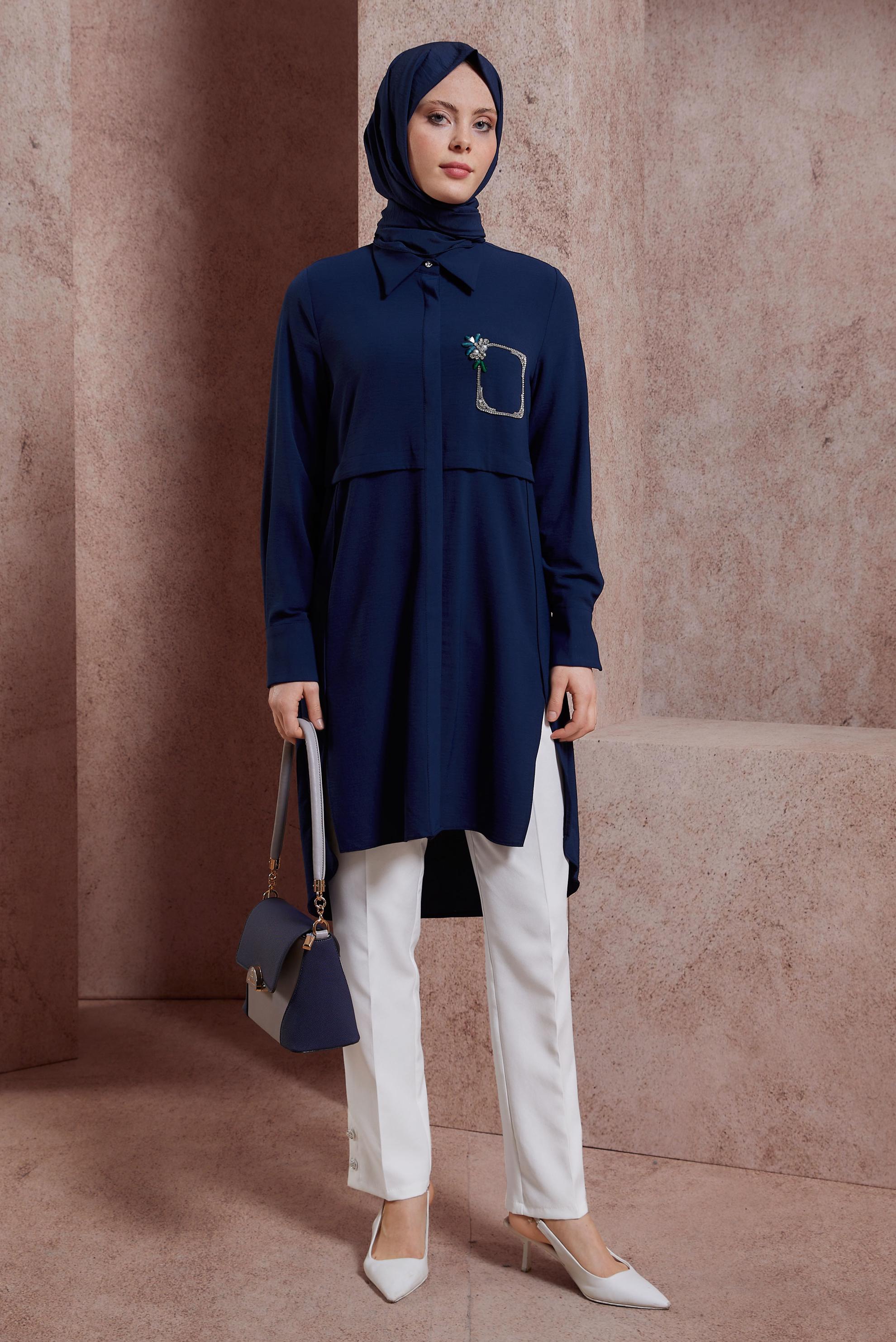 Vêtements hijab BLANC PANTALON AVEC DÉTAIL BOUTONS 70703