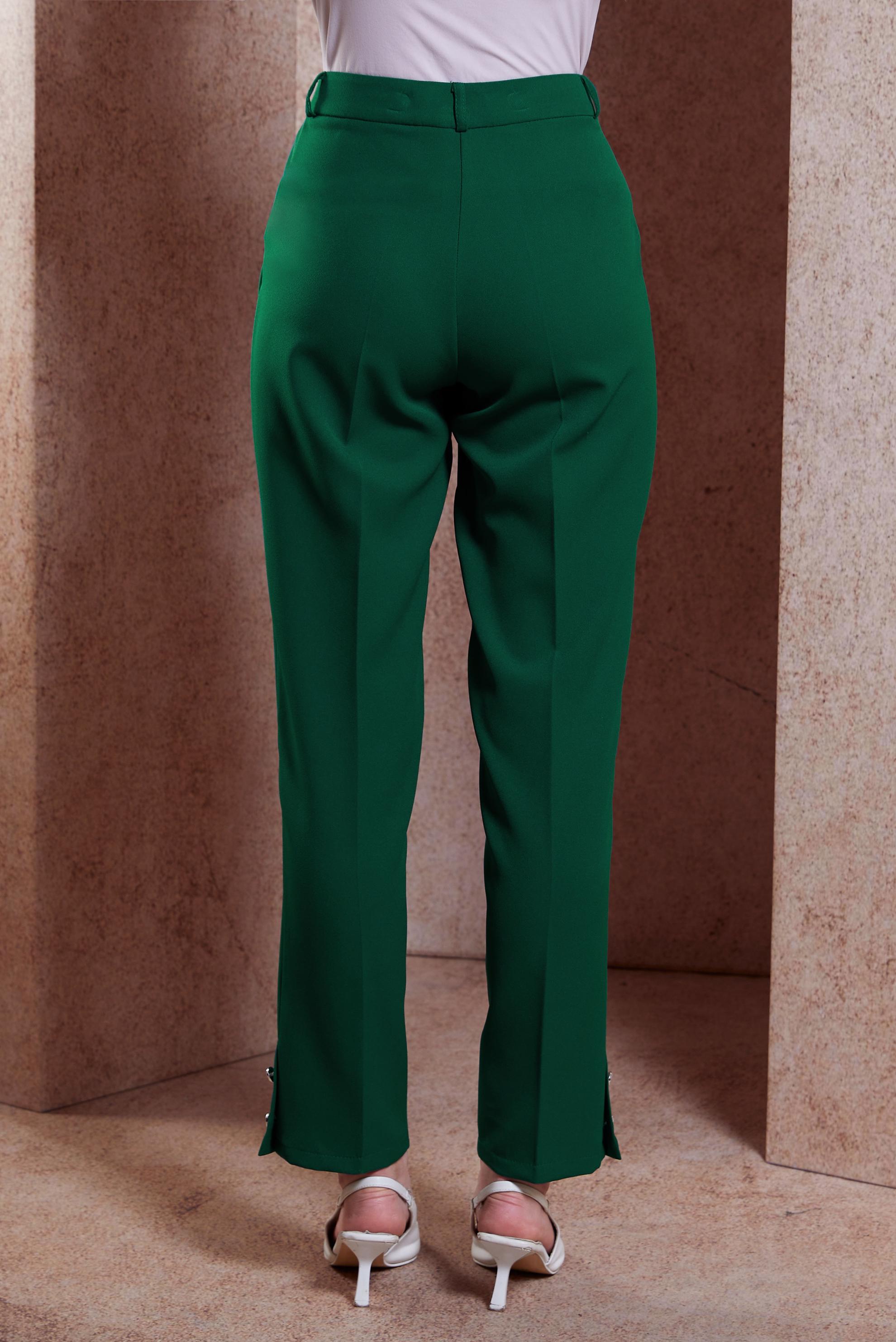 Tesettür giyim YEŞİL DÜĞME DETAYLI PANTOLON 70703