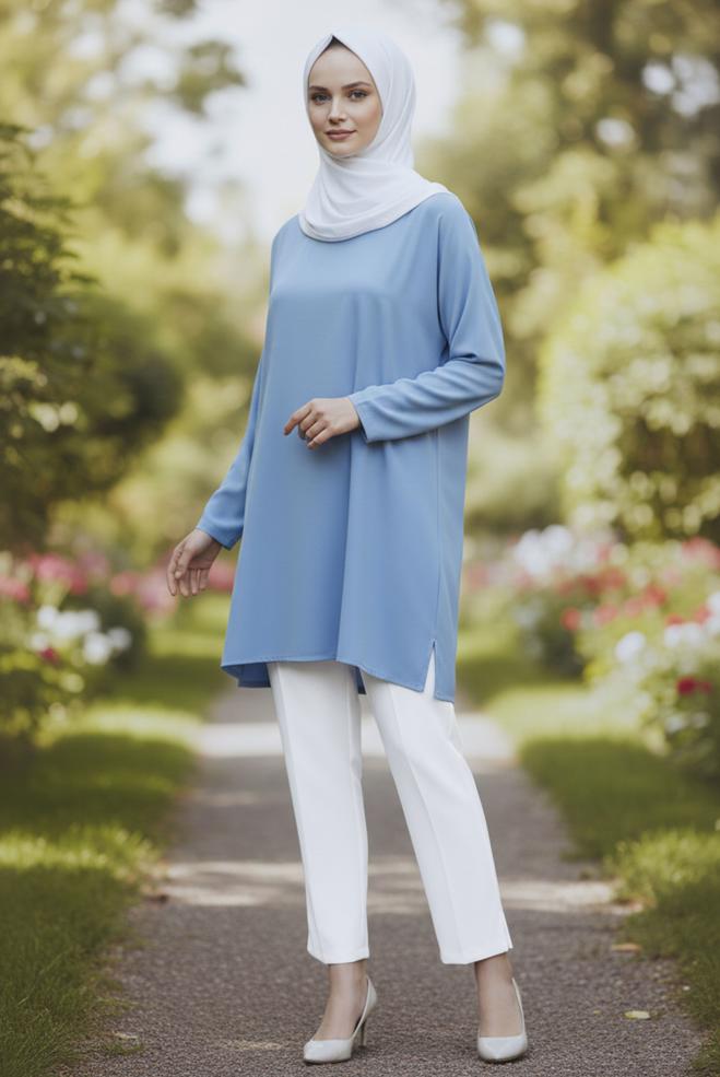 Vêtements hijab BLANC PANTALON TAILLE HAUTE GRANDE TAILLE 70705 - ALVİNA