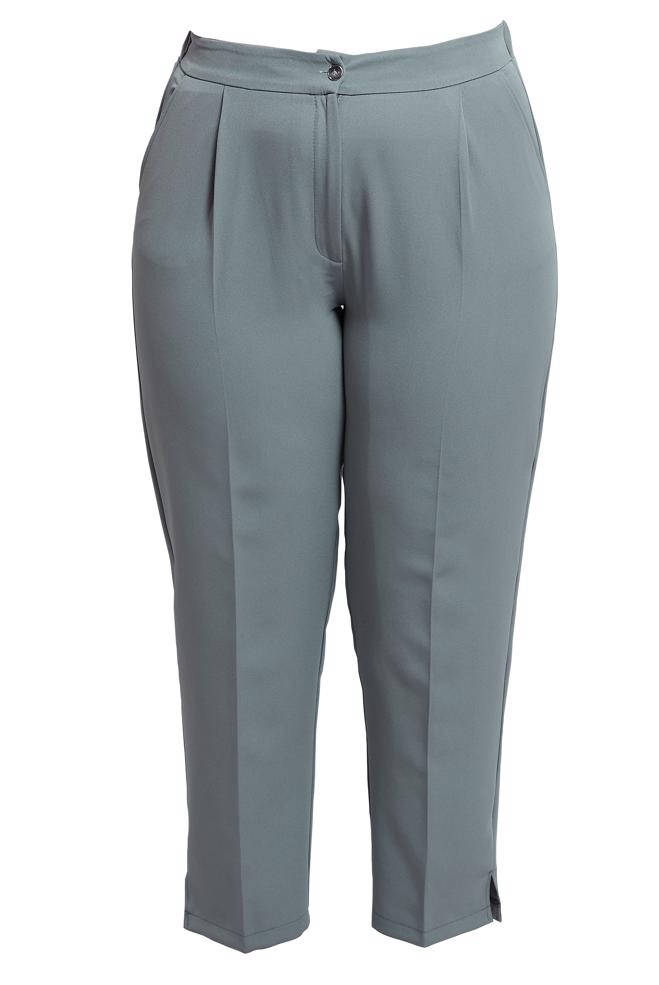 Tesettür giyim GRİ YÜKSEK BEL BÜYÜK BEDEN PANTOLON 70705 - ALVİNA