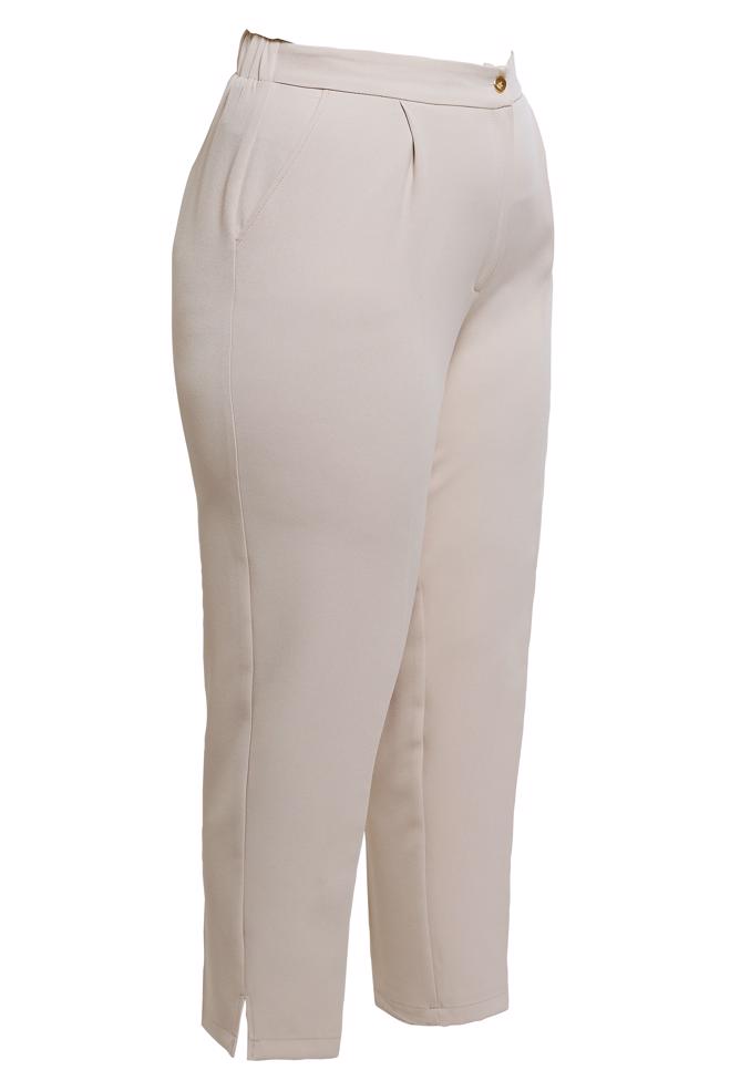 Tesettür giyim BEJ YÜKSEK BEL BÜYÜK BEDEN PANTOLON 70705 - ALVİNA