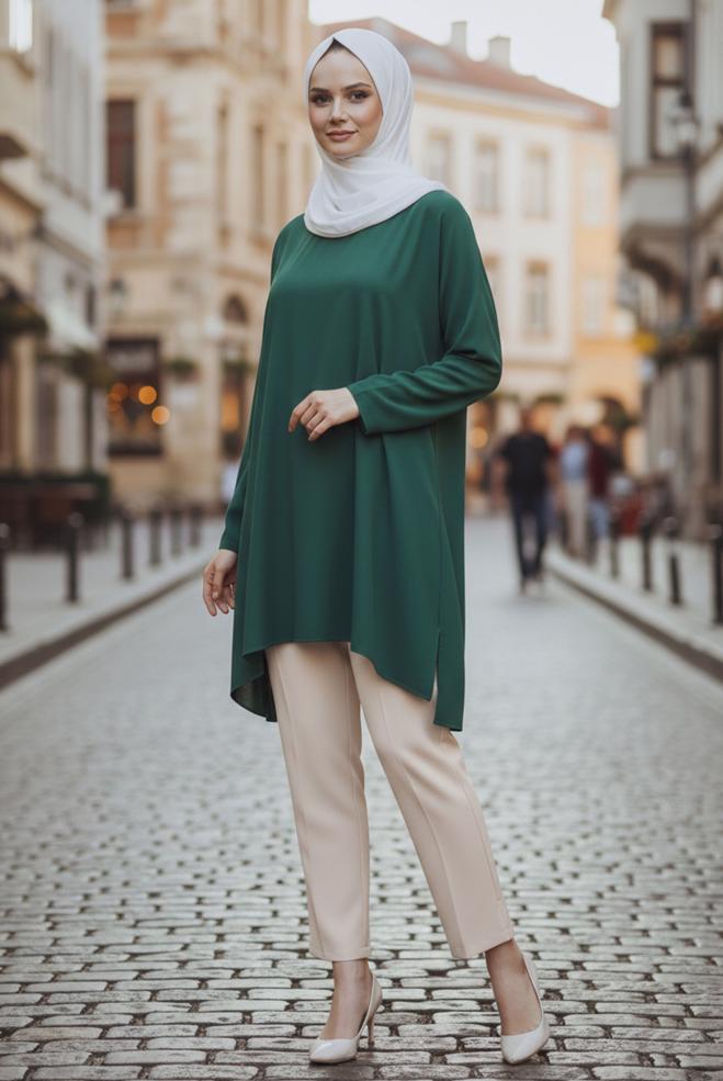 Vêtements hijab BEIGE PANTALON TAILLE HAUTE GRANDE TAILLE 70705 - ALVİNA