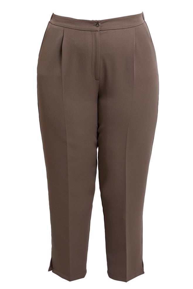 Tesettür giyim VİZON YÜKSEK BEL BÜYÜK BEDEN PANTOLON 70705 - ALVİNA