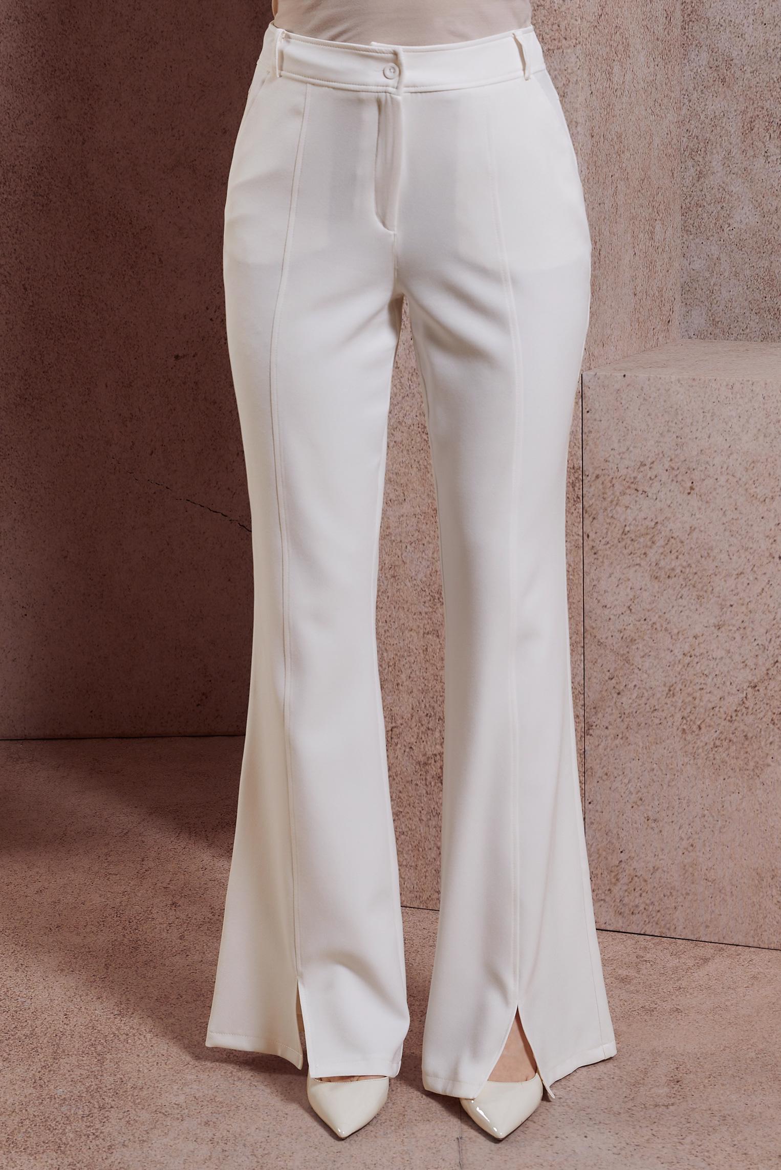 Tesettür giyim BEYAZ YIRTMAÇ DETAYLI PANTOLON 70706