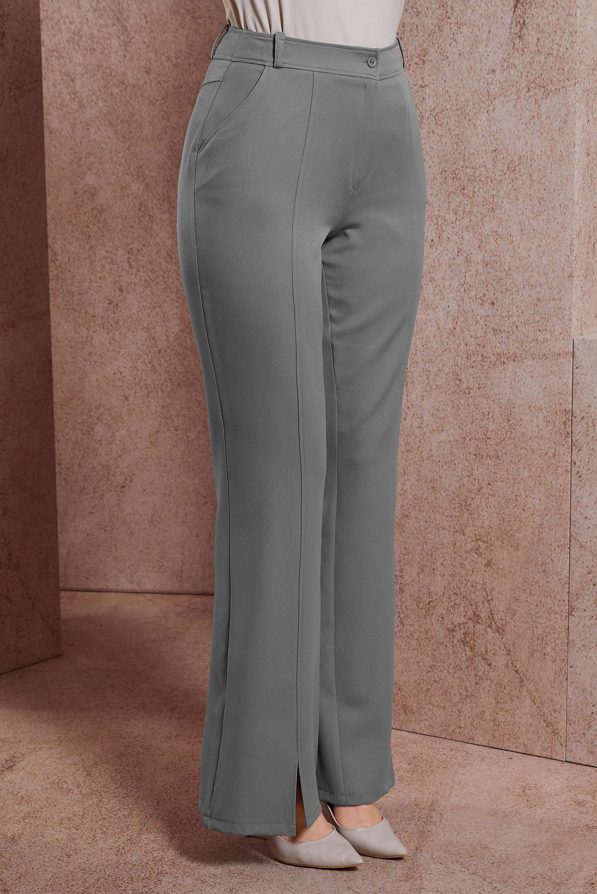 Tesettür giyim GRİ YIRTMAÇ DETAYLI PANTOLON 70706